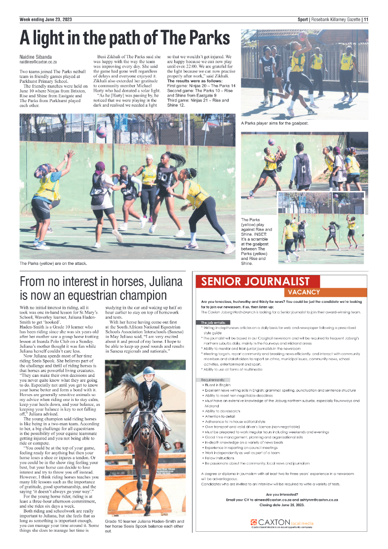 Rosebank Killarney Gazette 23 June 2023 page 11