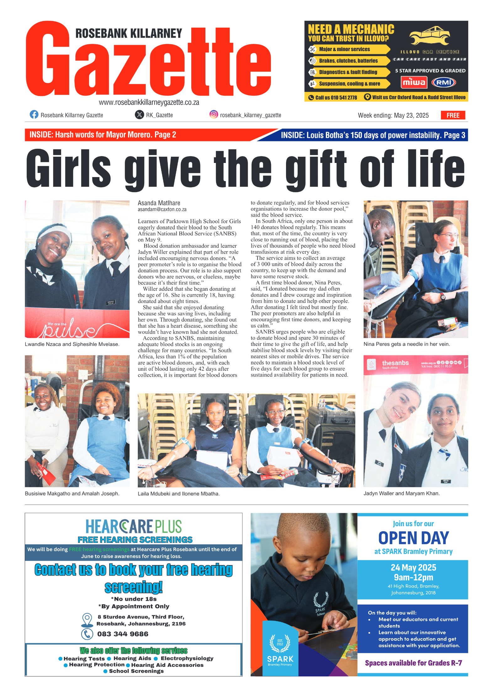 Rosebank Killarney Gazette 23 May 2025 page 1