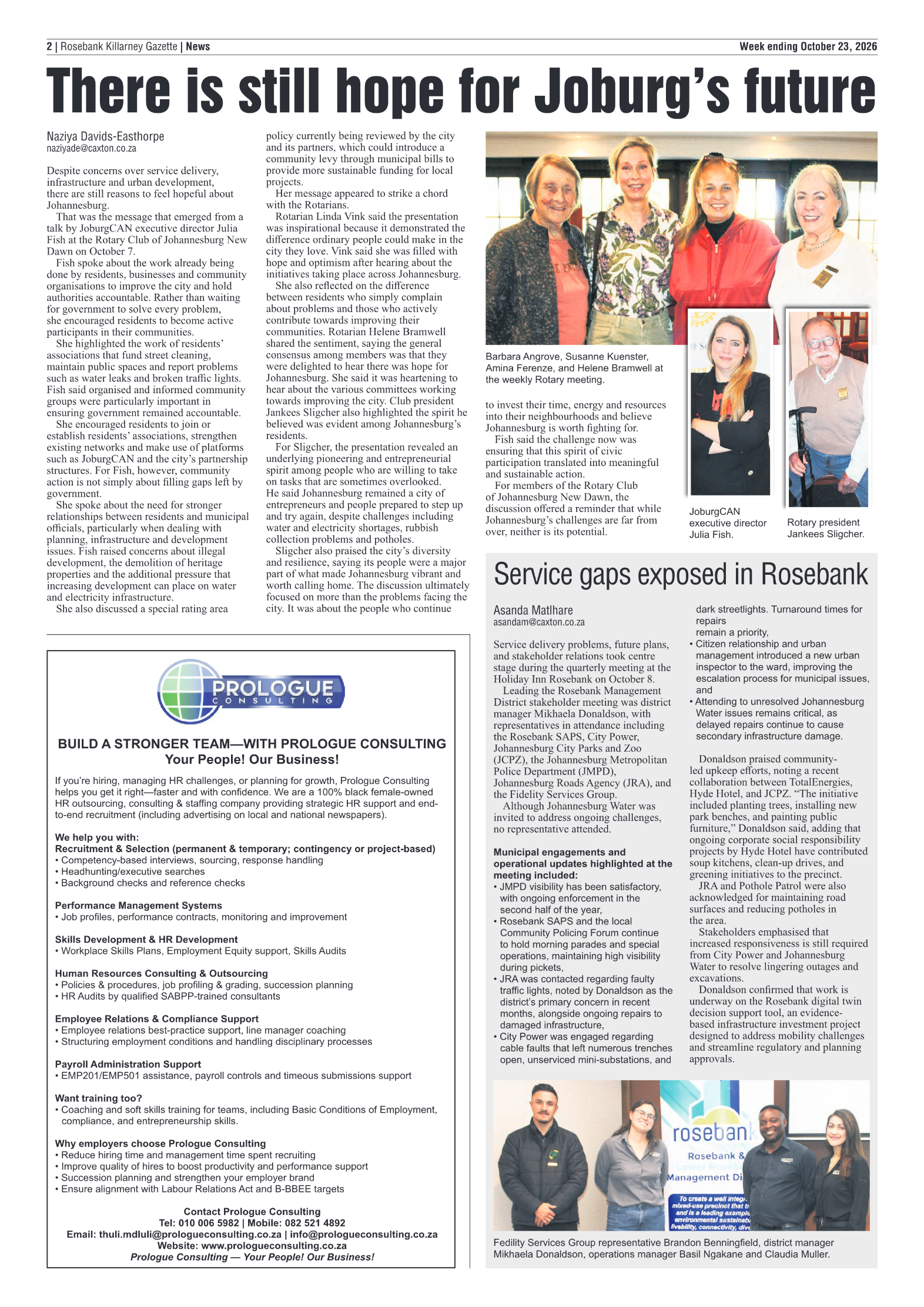 Rosebank Killarney Gazette 23 October 2026 page 2