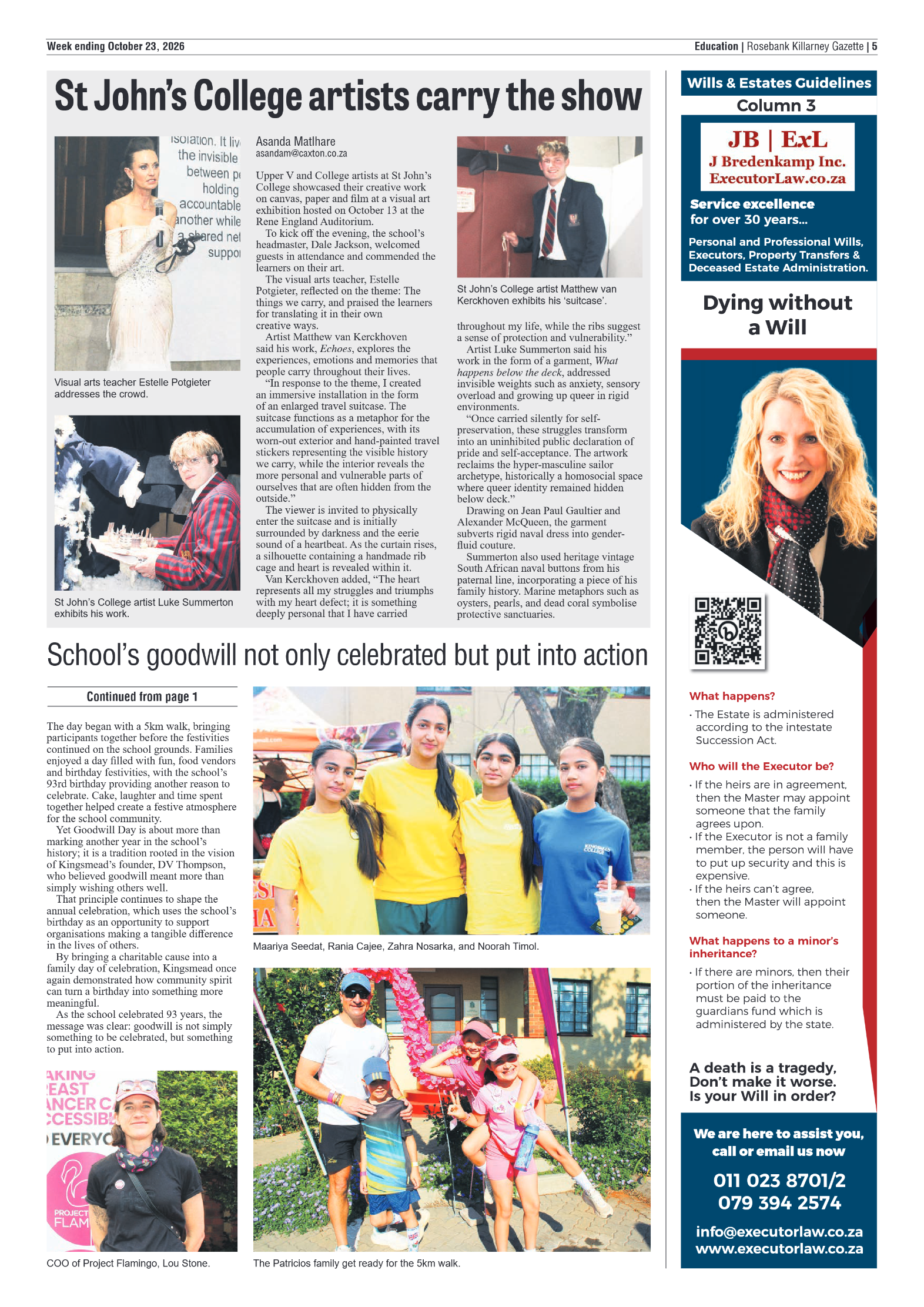 Rosebank Killarney Gazette 23 October 2026 page 5