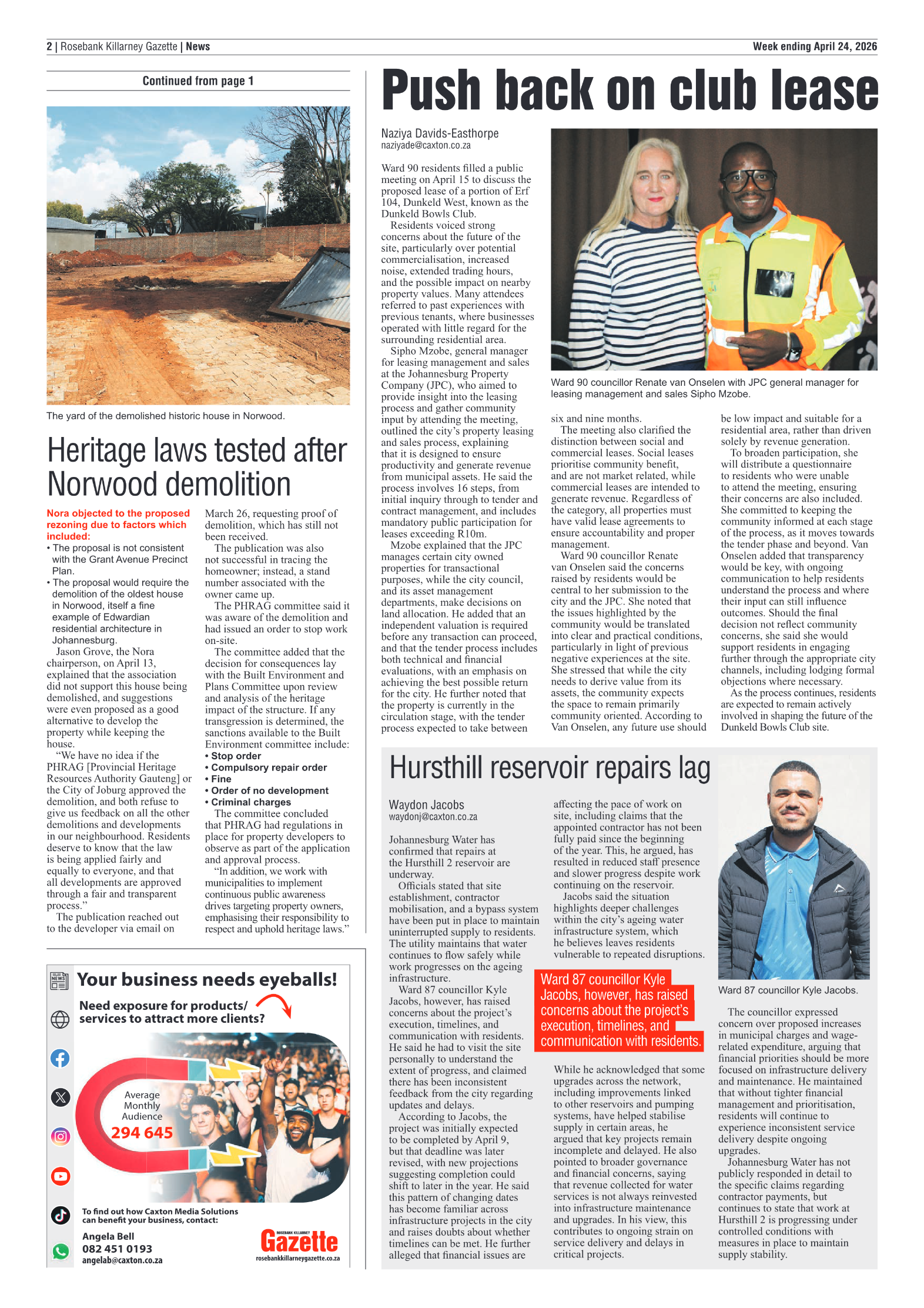 Rosebank Killarney Gazette 24 April 2026 page 2