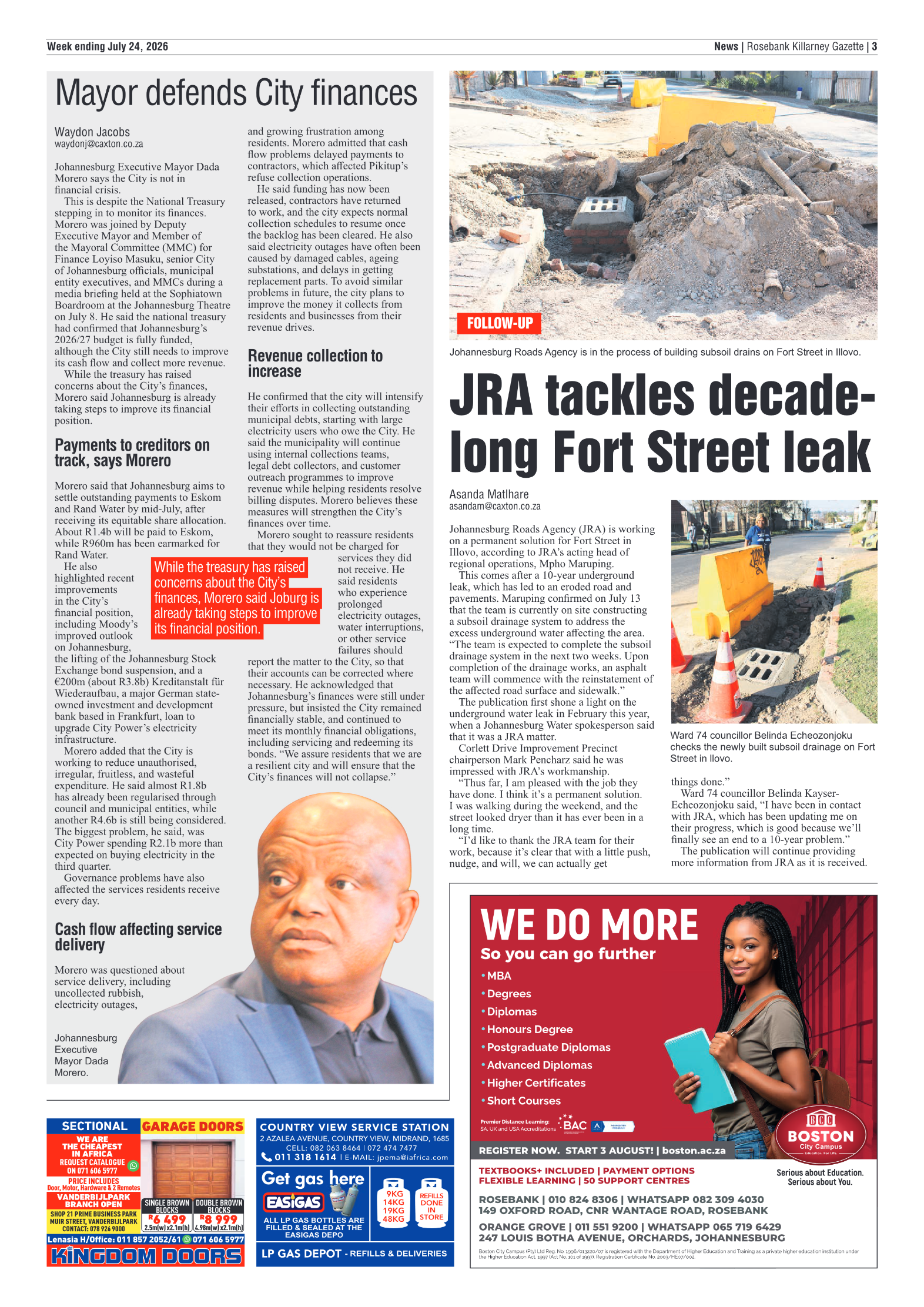 Rosebank Killarney Gazette 24 July 2026 page 3