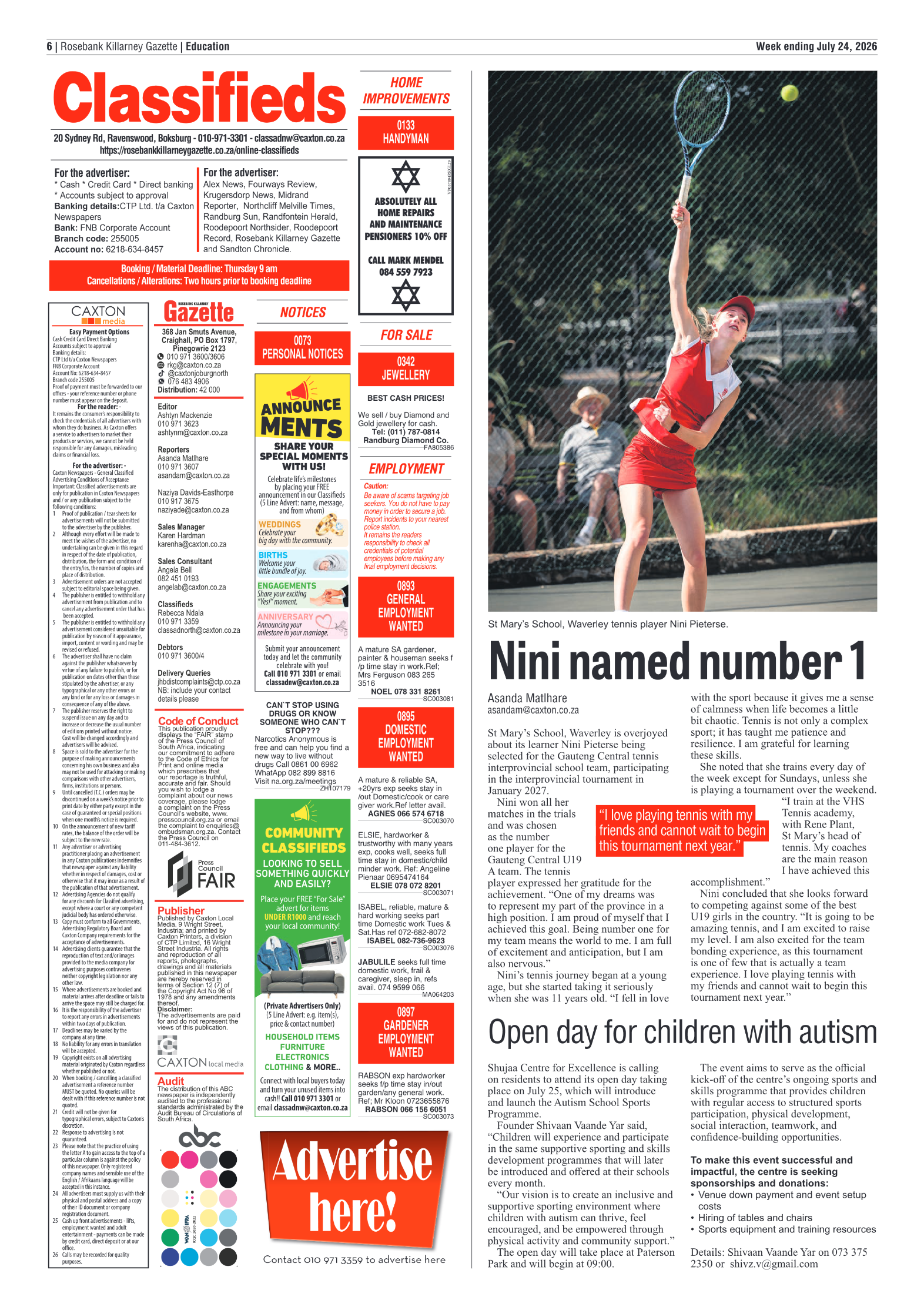 Rosebank Killarney Gazette 24 July 2026 page 6