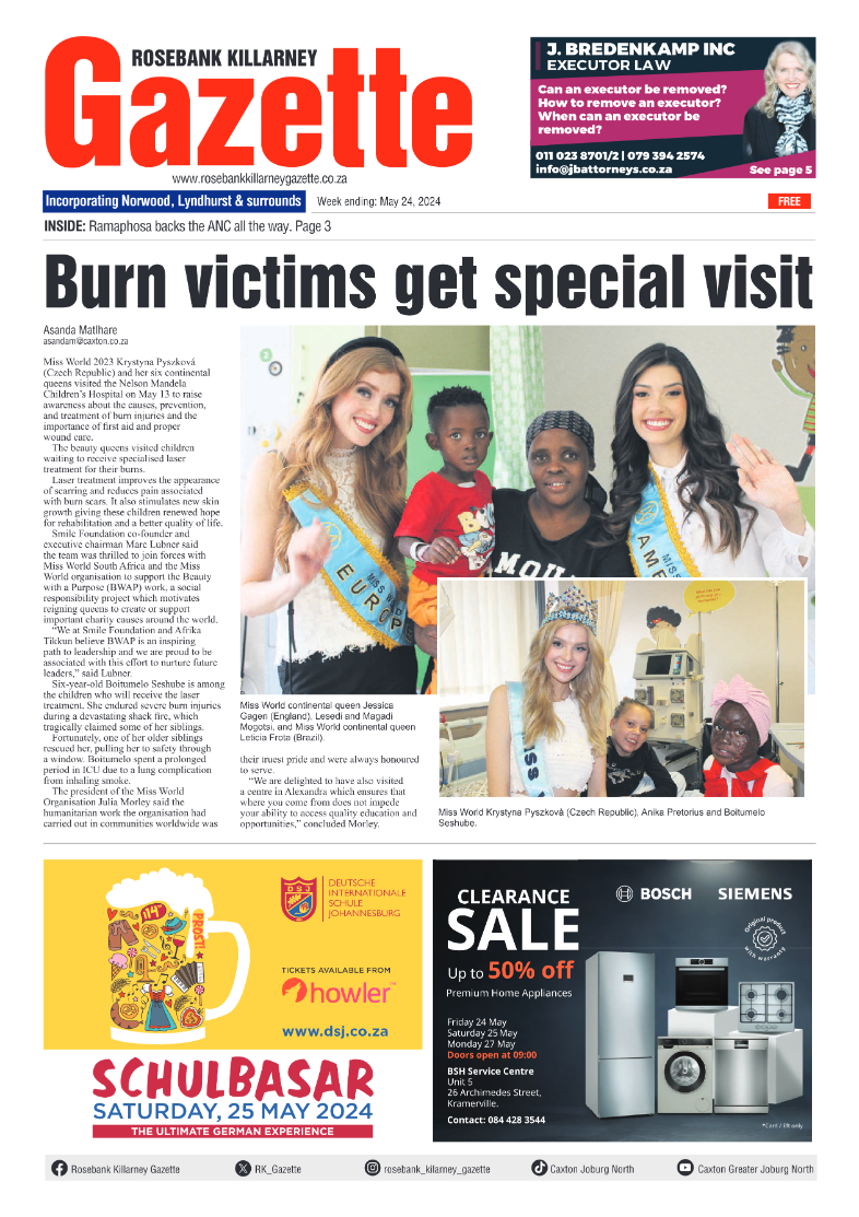 Rosebank Killarney Gazette 24 May 2024 page 1