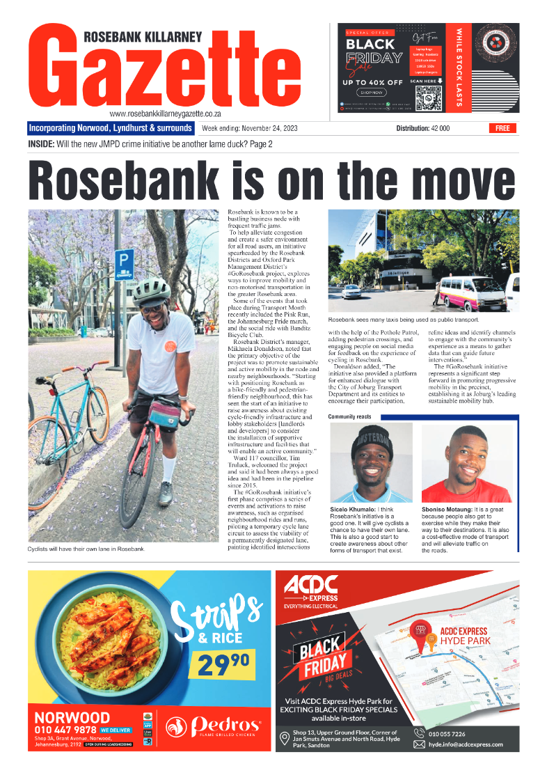 Rosebank Killarney Gazette 24 November 2023 page 1