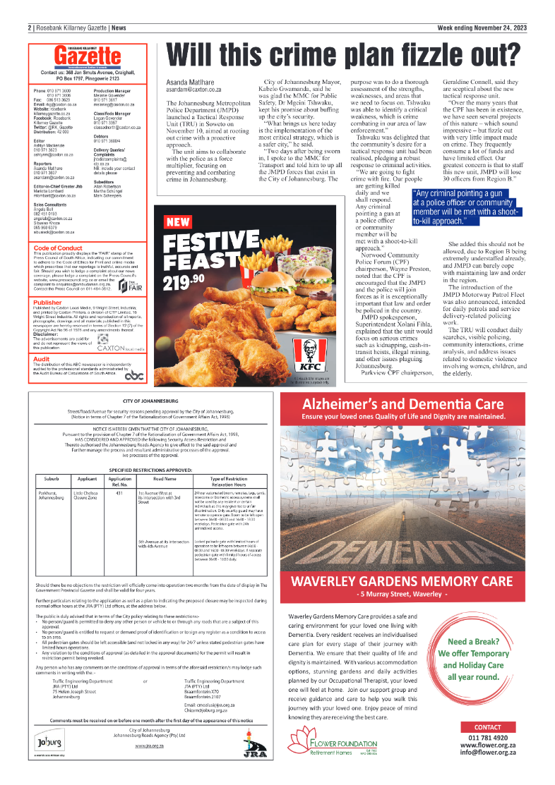 Rosebank Killarney Gazette 24 November 2023 page 2
