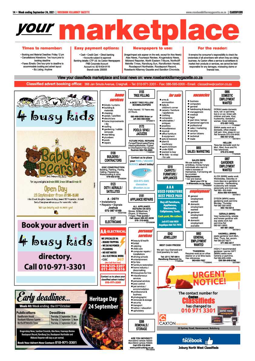 Rosebank Killarney Gazette 24 September 2021 page 14