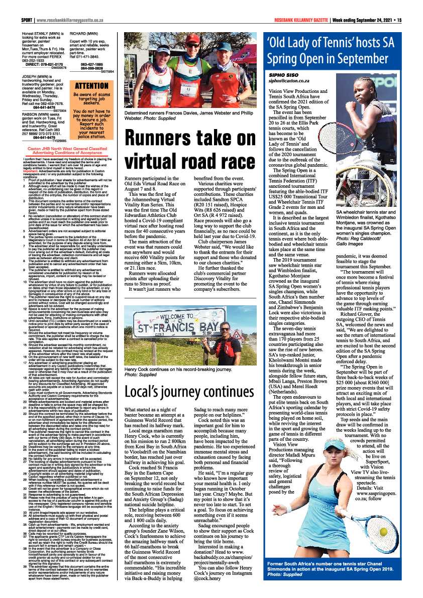 Rosebank Killarney Gazette 24 September 2021 page 15