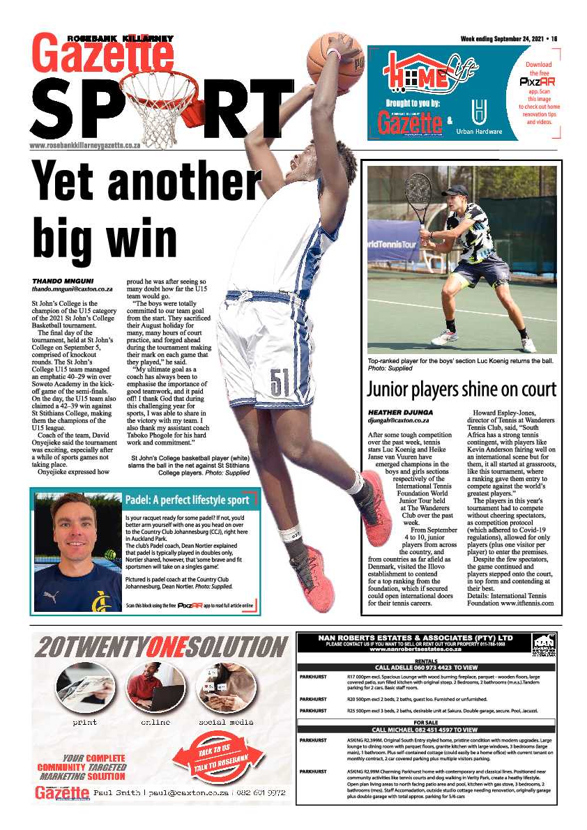 Rosebank Killarney Gazette 24 September 2021 page 16