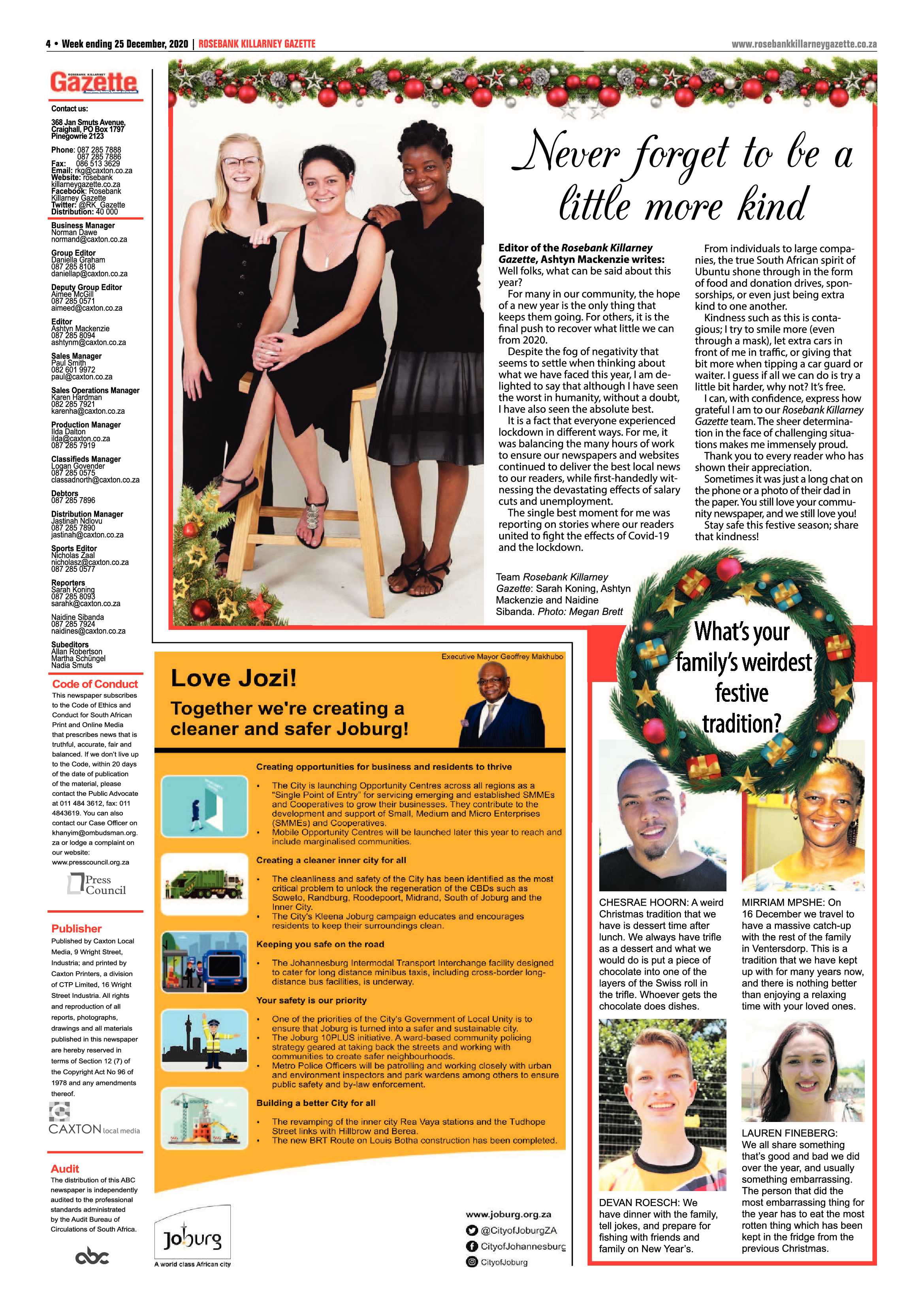 Rosebank Killarney Gazette 25 December 2020 page 4