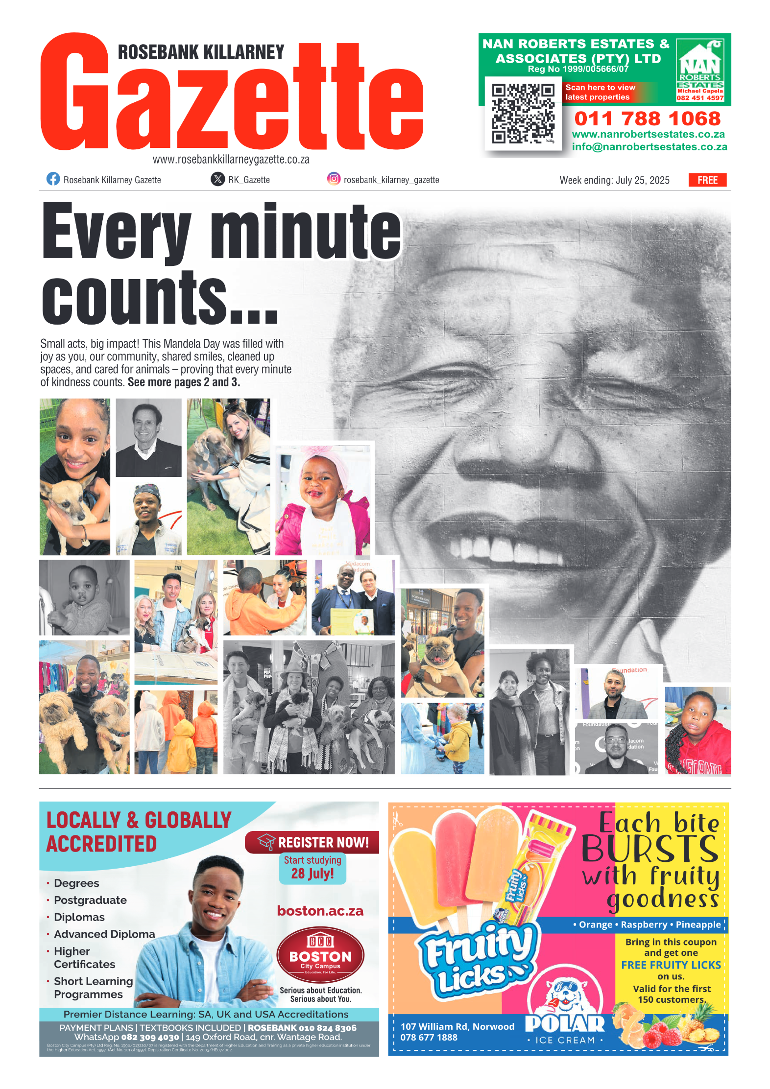 Rosebank Killarney Gazette 25 July 2025 page 1