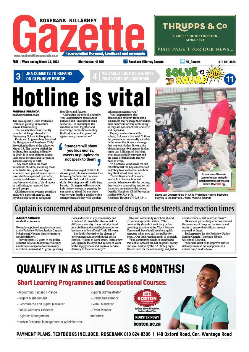 Rosebank Killarney Gazette 25 March 2022 page 1