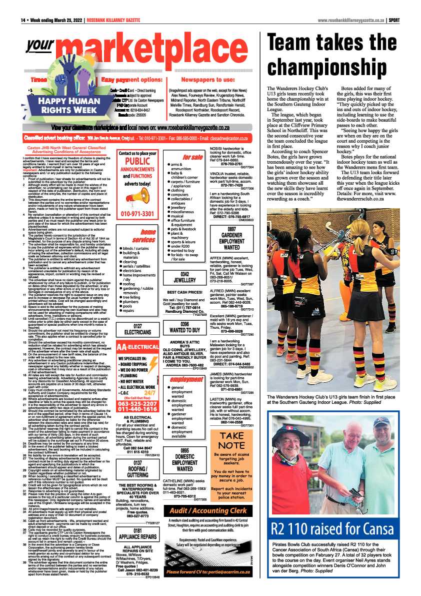 Rosebank Killarney Gazette 25 March 2022 page 14