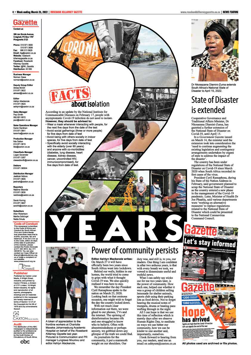 Rosebank Killarney Gazette 25 March 2022 page 4