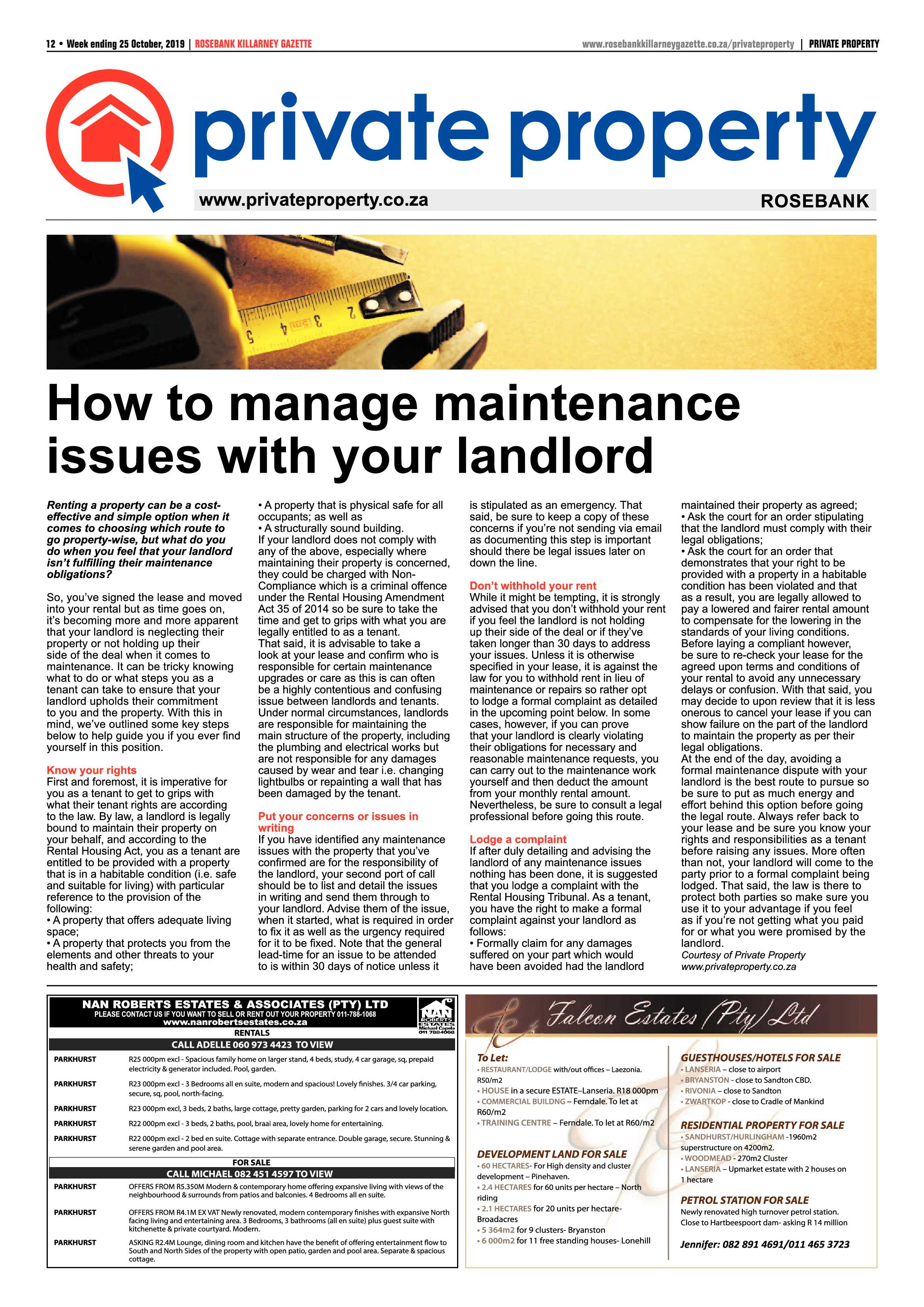 Rosebank Killarney Gazette 25 October, 2019 page 12