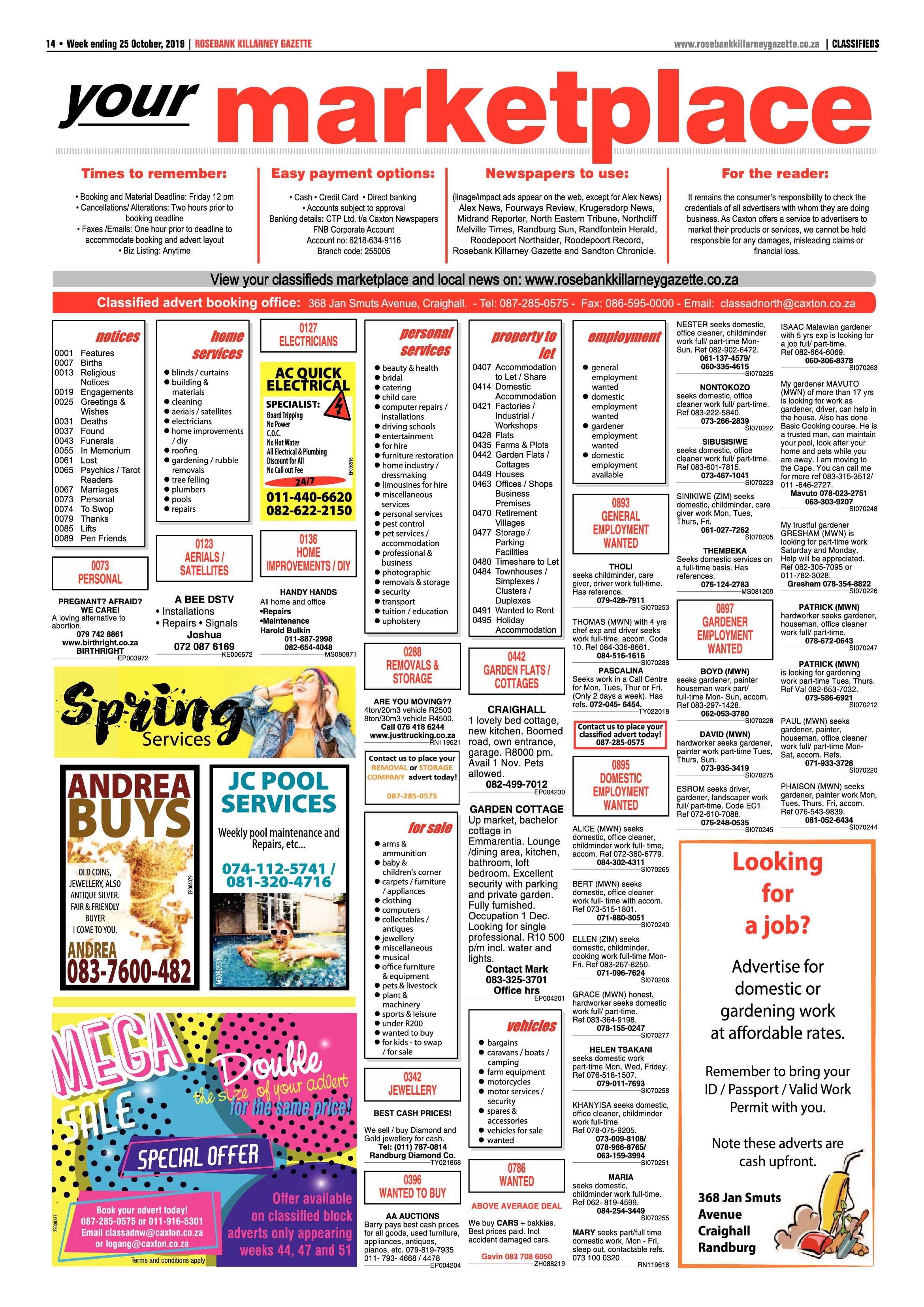 Rosebank Killarney Gazette 25 October, 2019 page 14