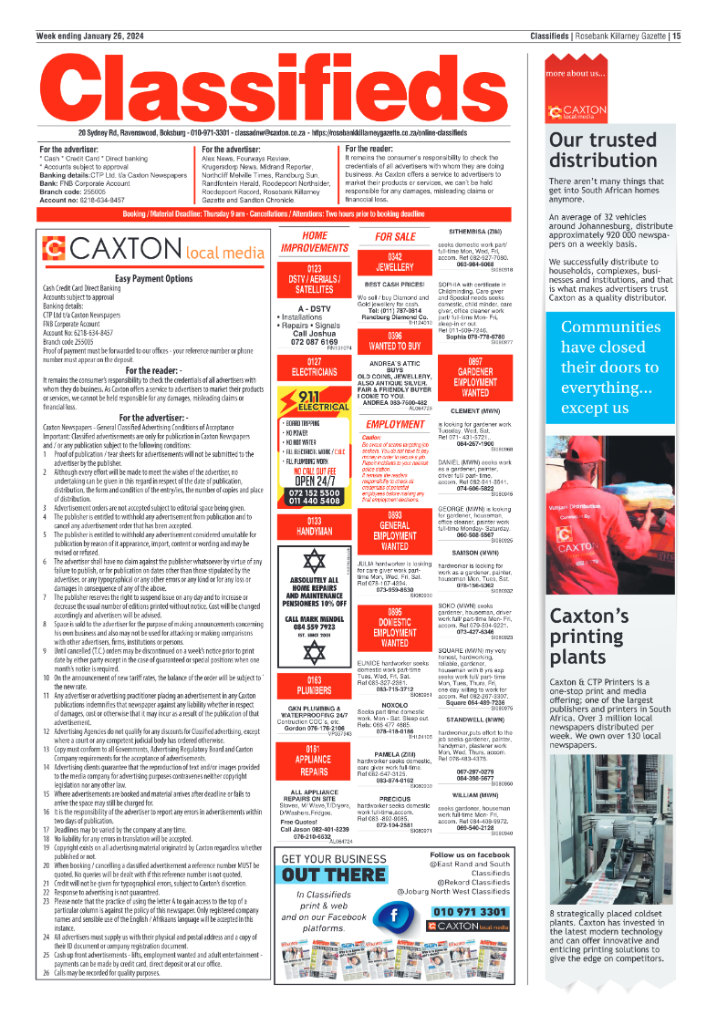 Rosebank Killarney Gazette 26 January 2024 page 15