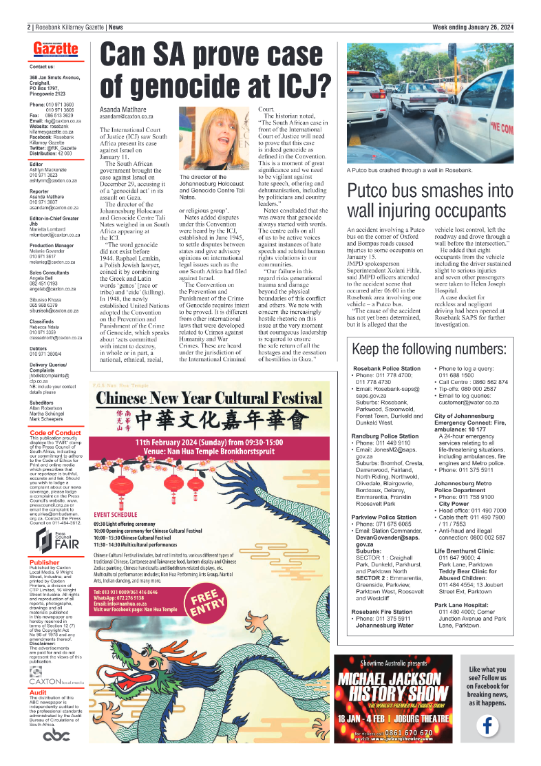 Rosebank Killarney Gazette 26 January 2024 page 2