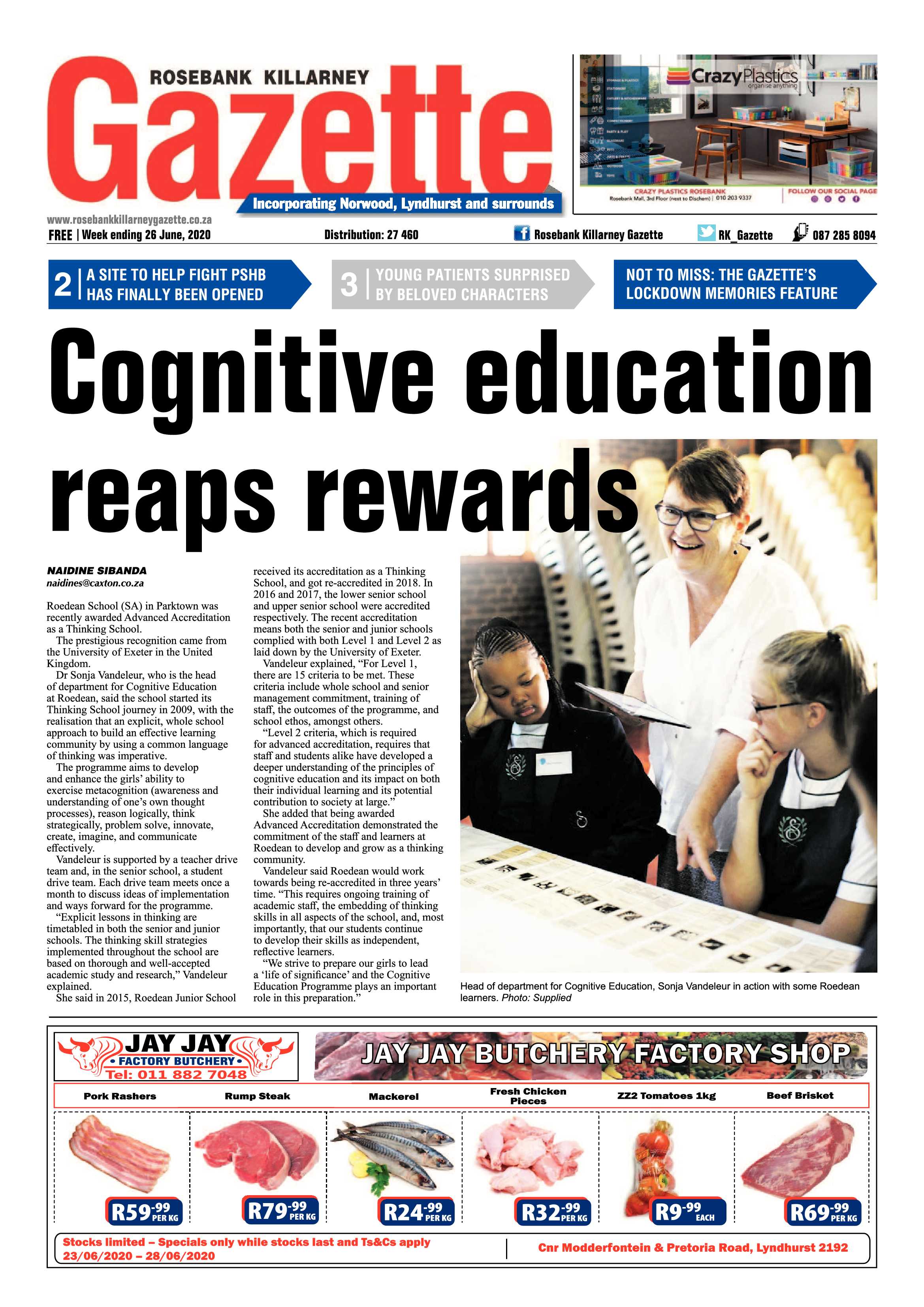 Rosebank Killarney Gazette 26 June 2020 page 1