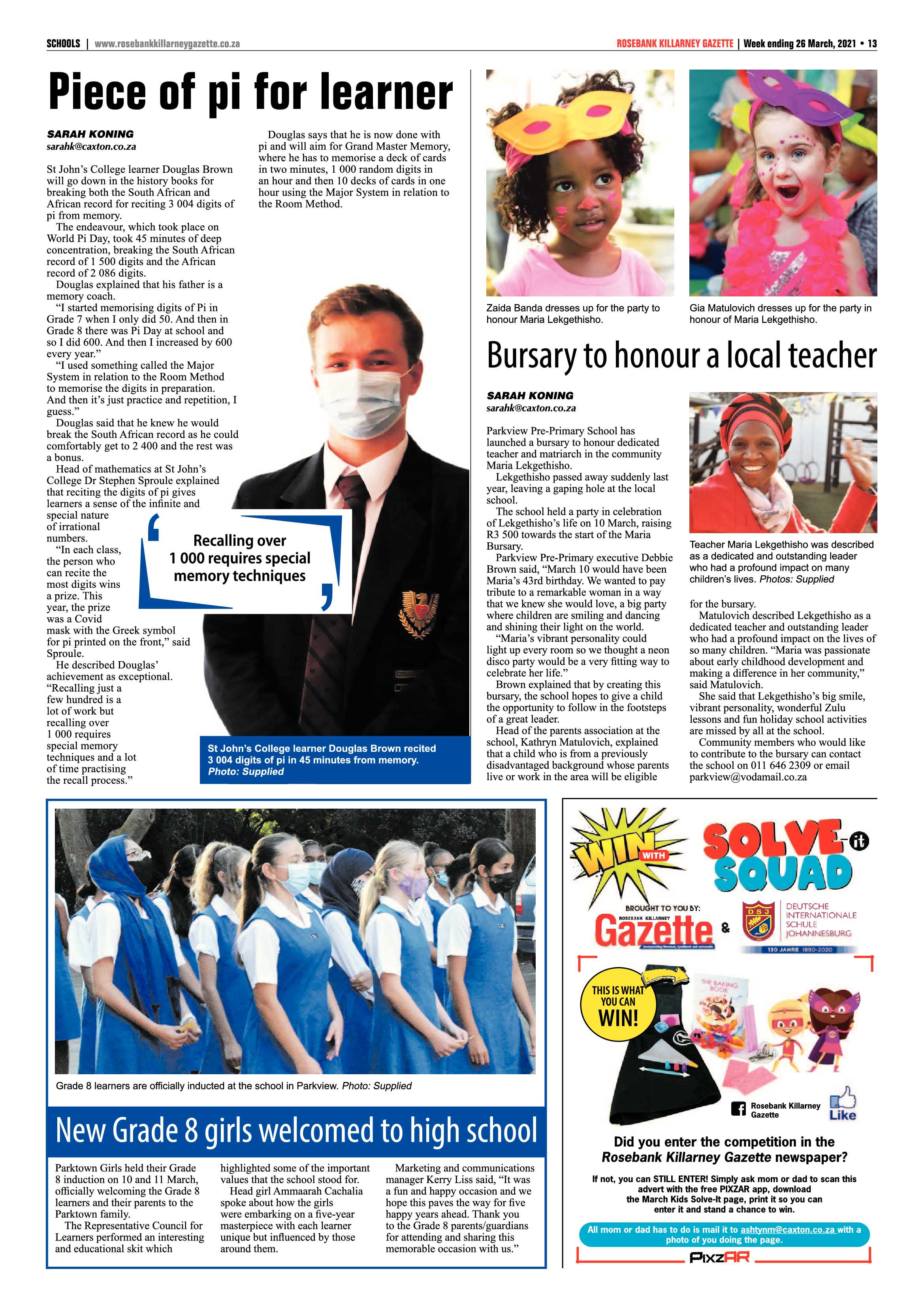 Rosebank Killarney Gazette 26 March 2021 page 13