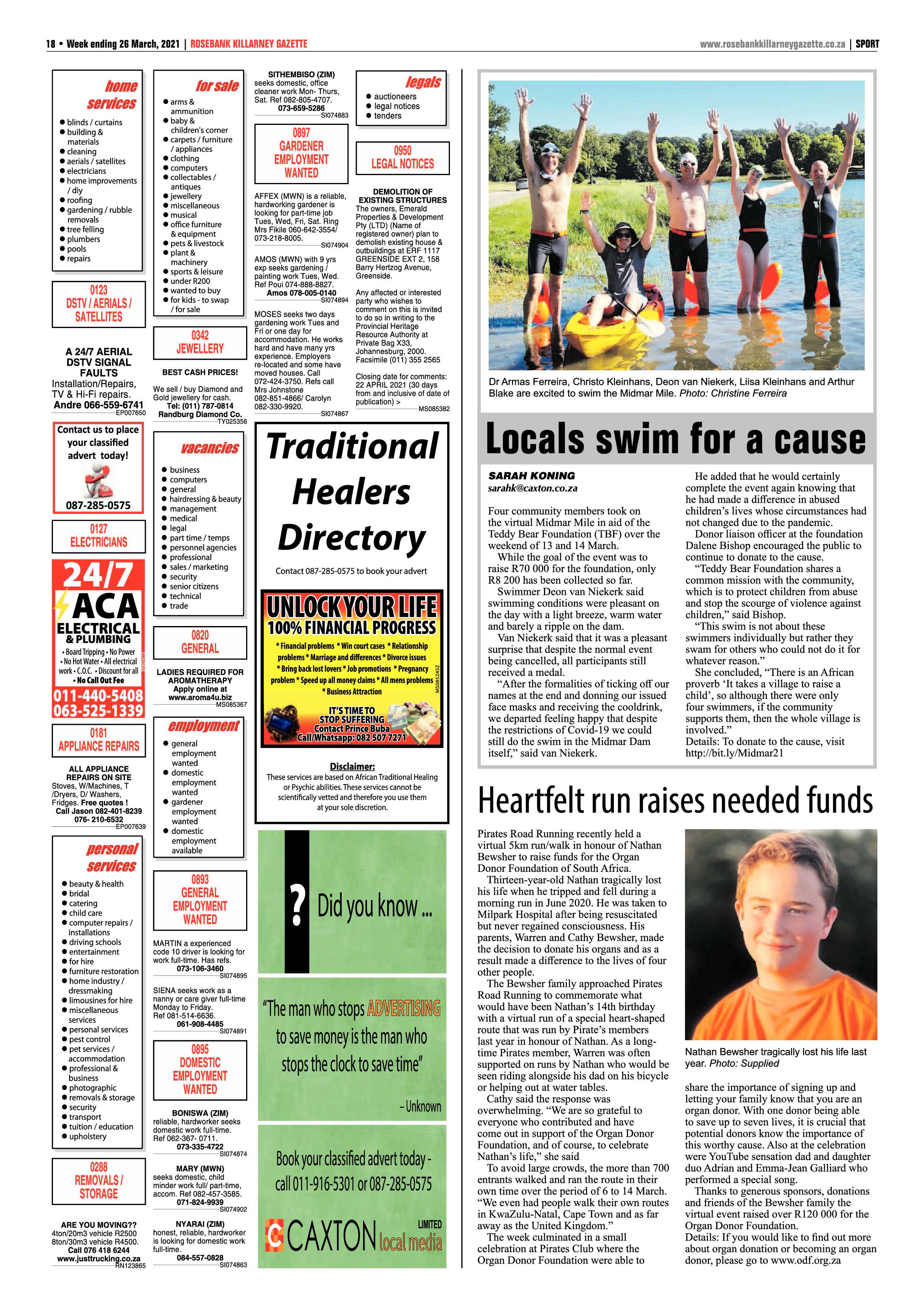 Rosebank Killarney Gazette 26 March 2021 page 18