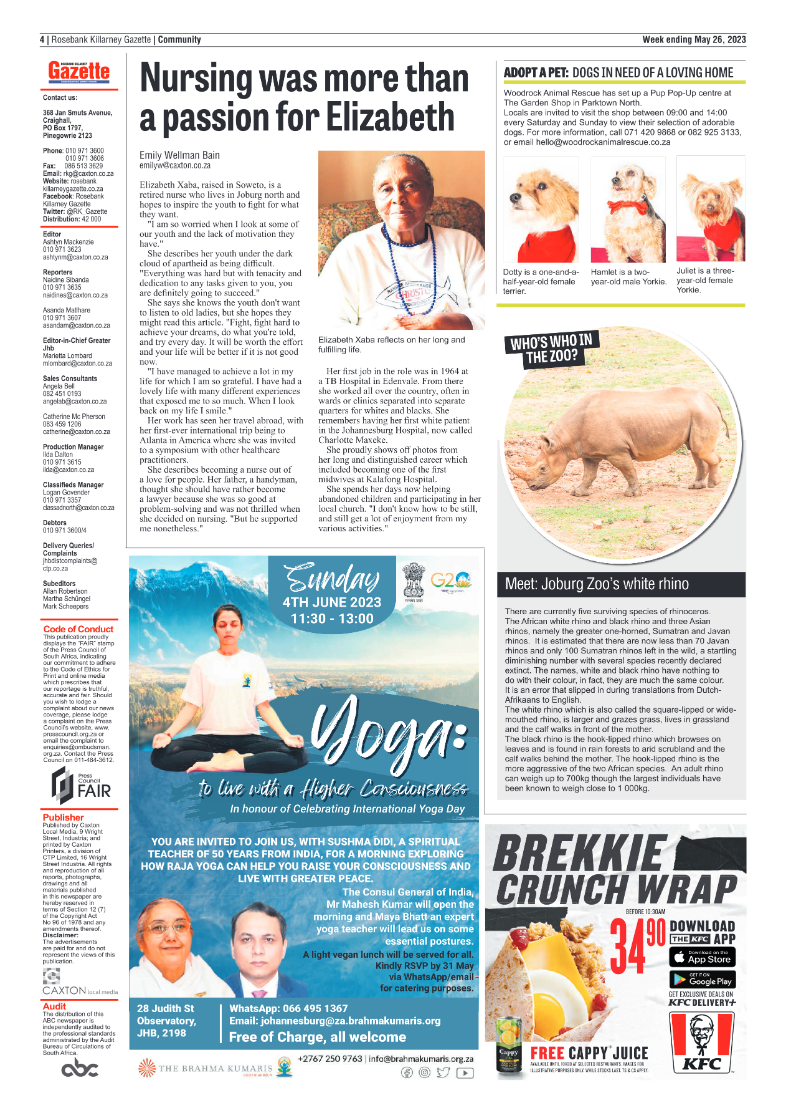 Rosebank Killarney Gazette 26 May 2023 page 4