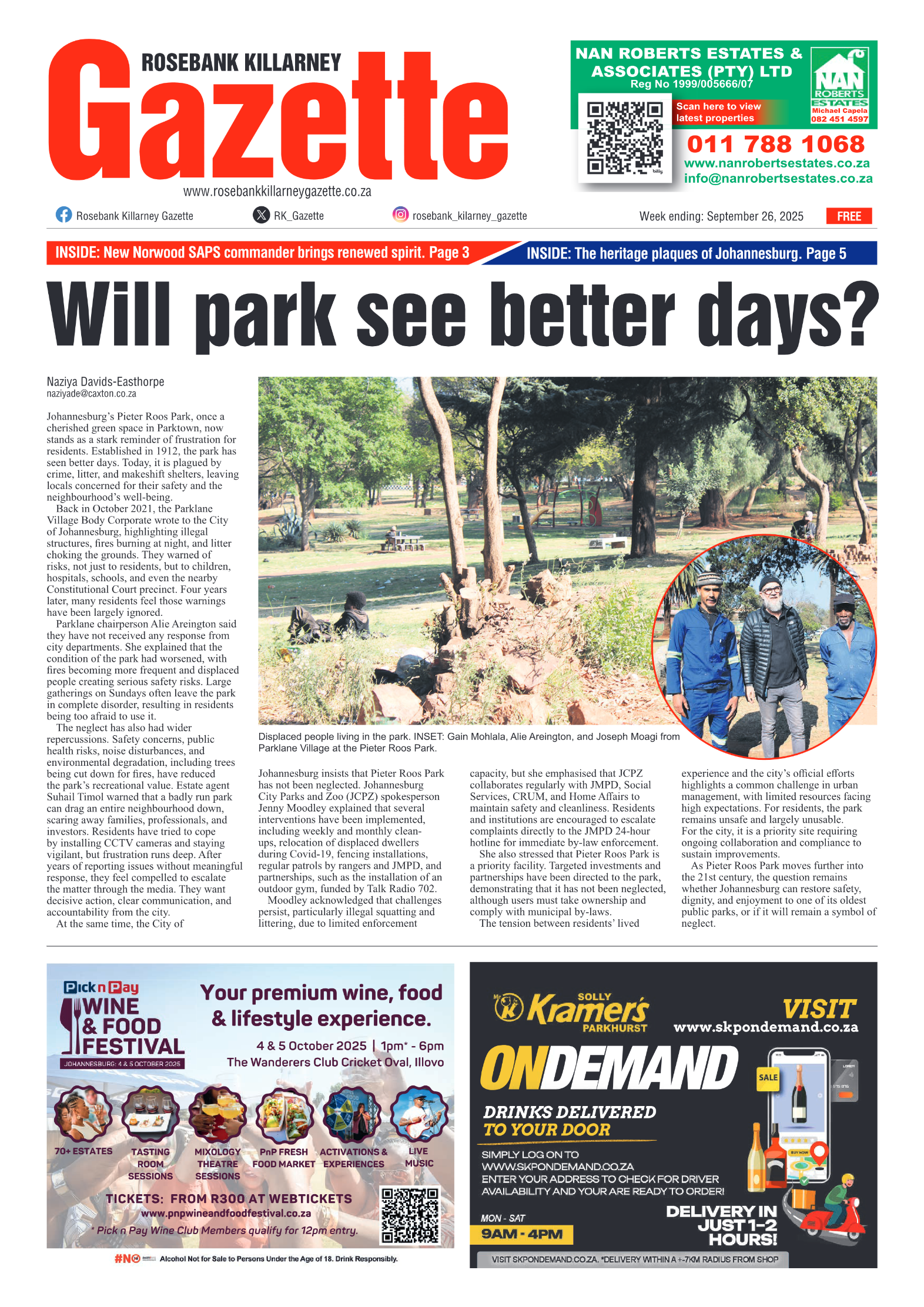 Rosebank Killarney Gazette 26 September 2025 page 1