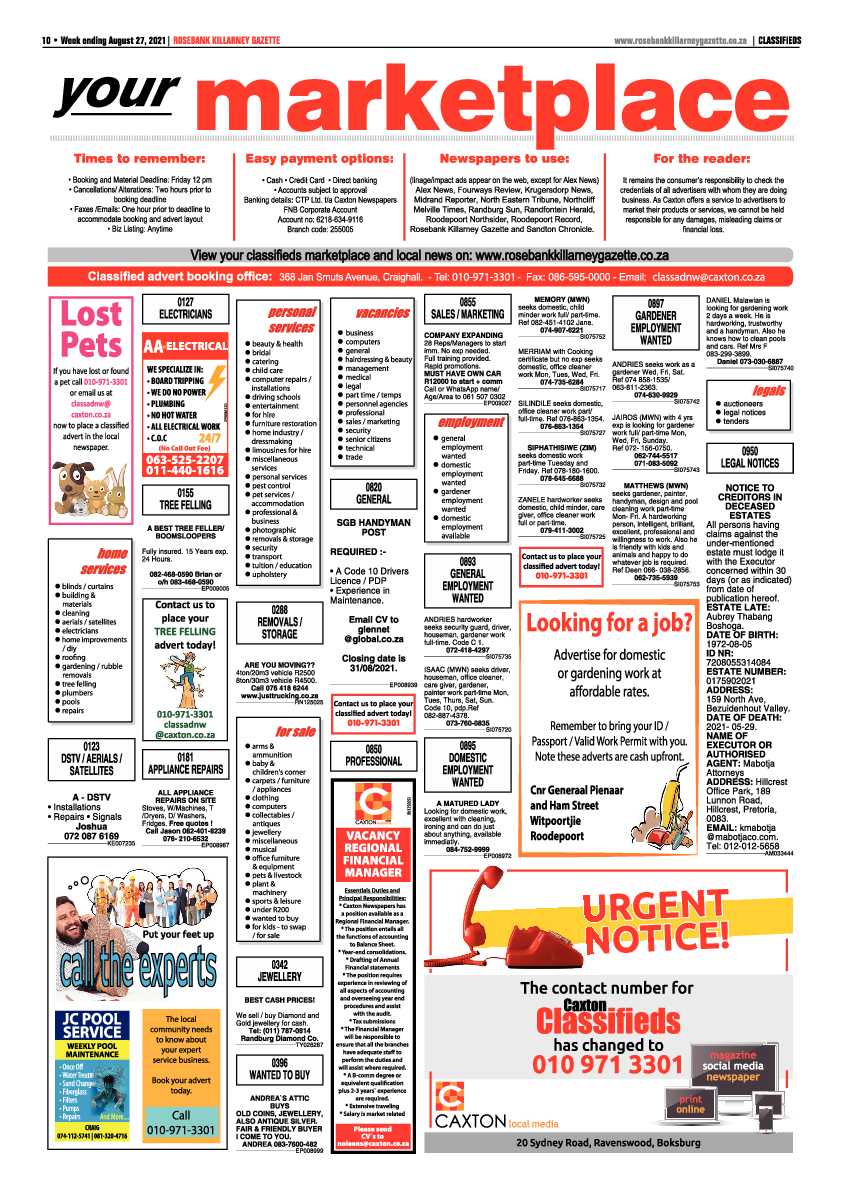 Rosebank Killarney Gazette 27 August 2021 page 10