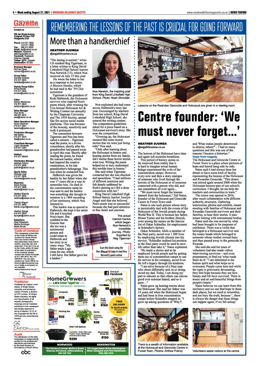 Rosebank Killarney Gazette 27 August 2021 page 4