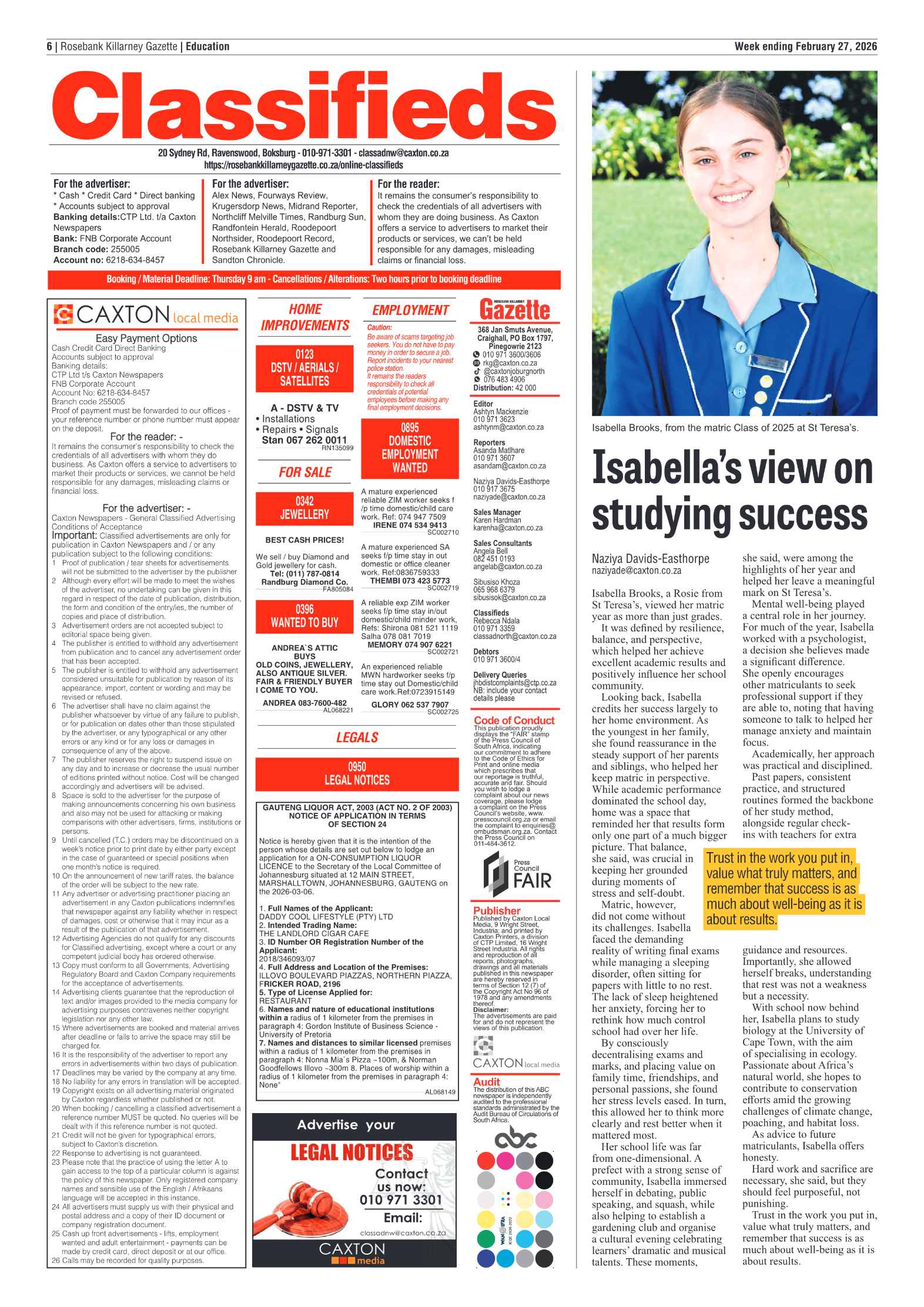 Rosebank Killarney Gazette 27 February 2026 page 6