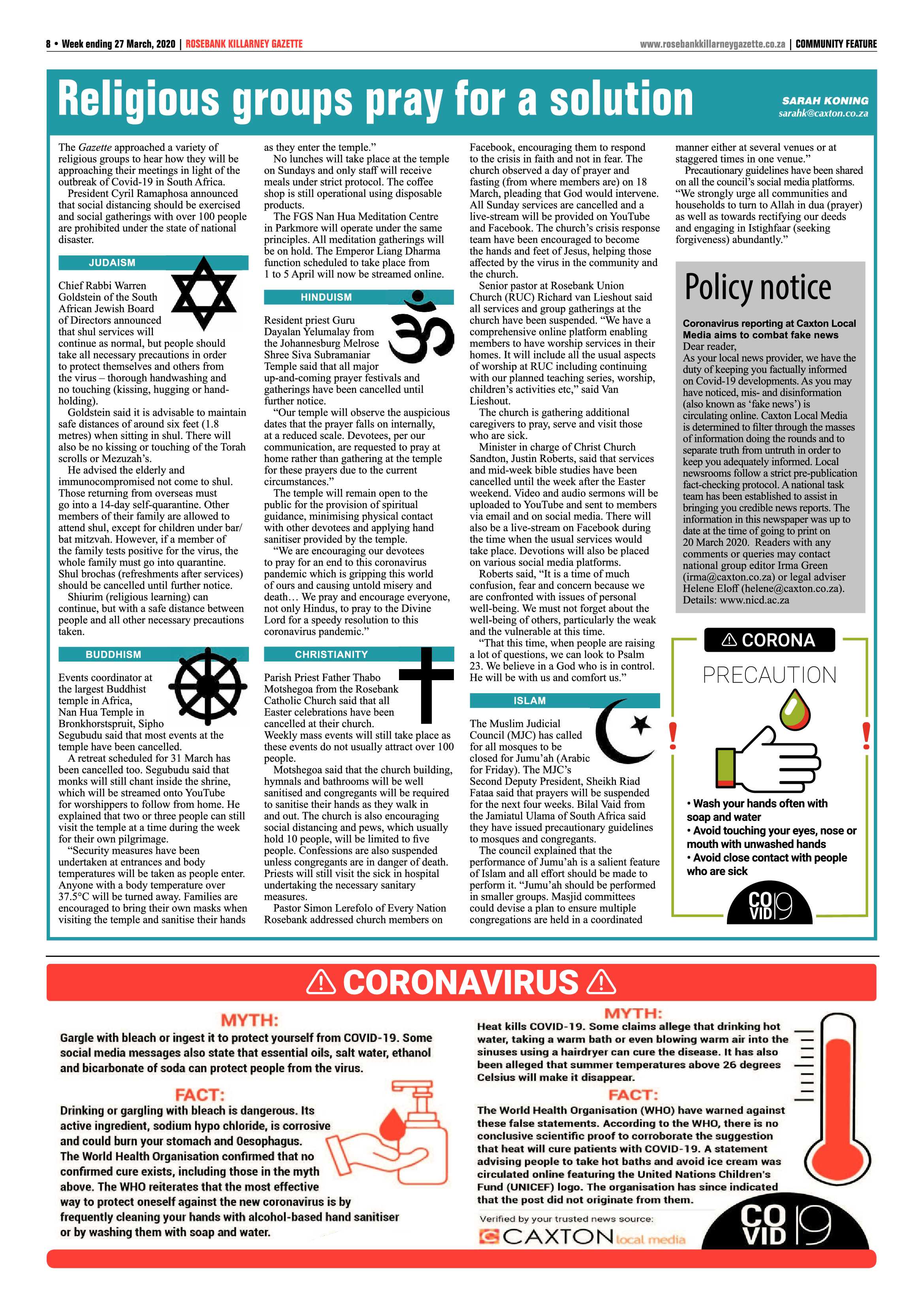 Rosebank Killarney Gazette 27 March 2020 page 8