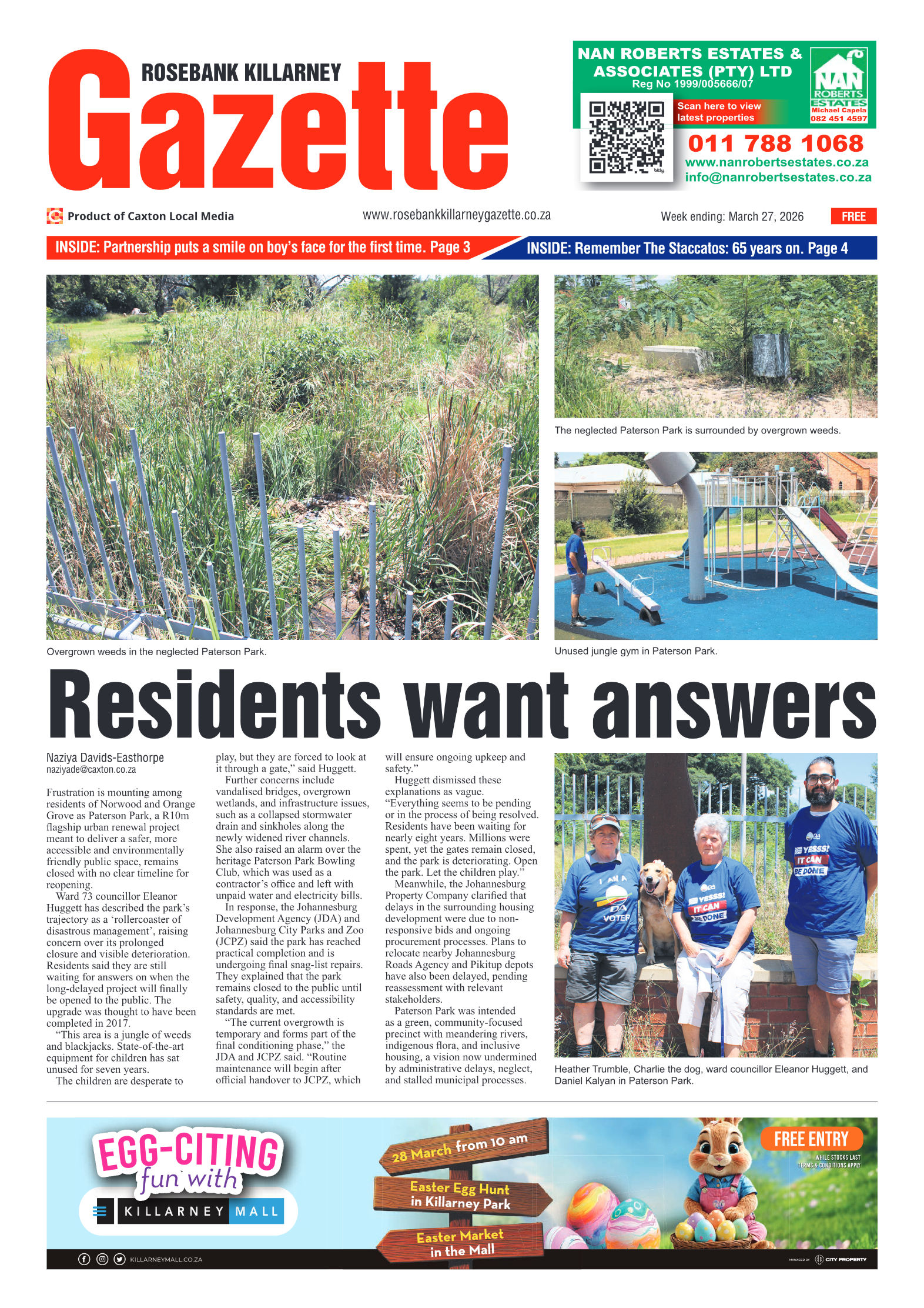 Rosebank Killarney Gazette 27 March 2026 page 1