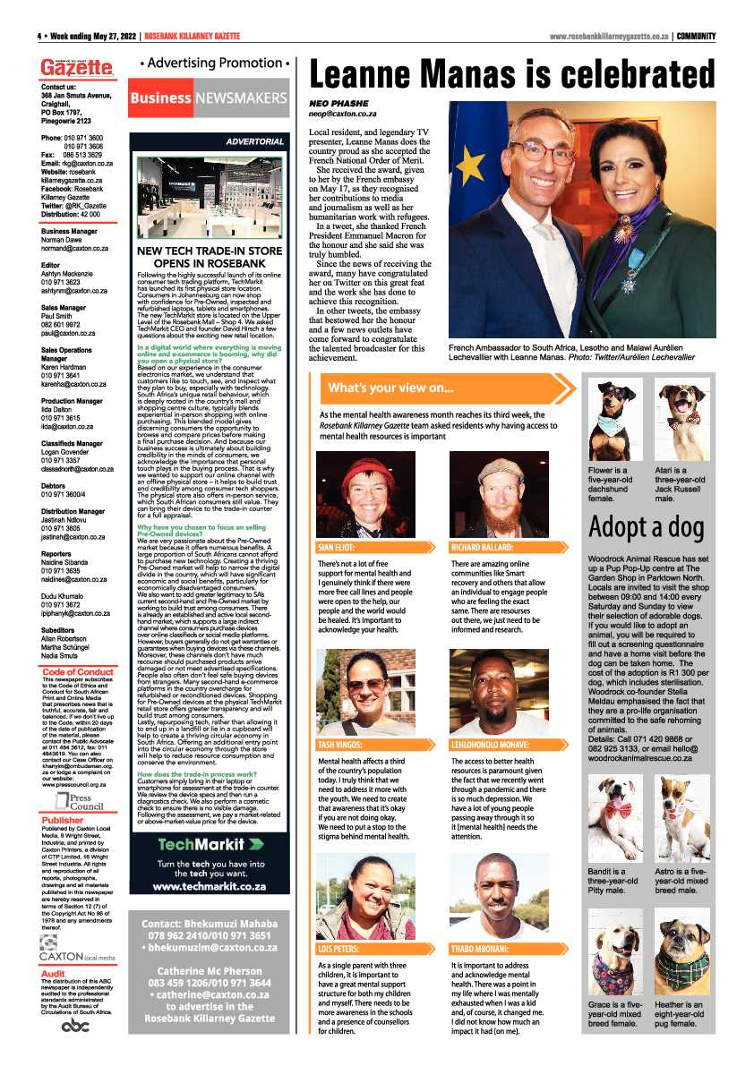 Rosebank Killarney Gazette 27 May 2022 page 4
