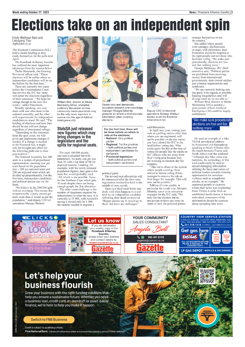 Rosebank Killarney Gazette 27 October 2023 page 3