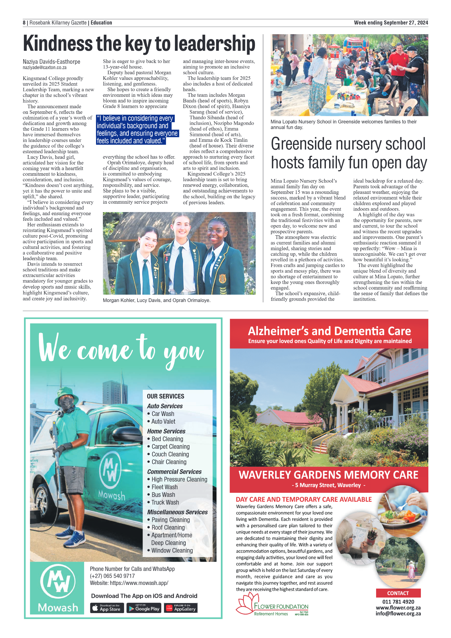Rosebank Killarney Gazette 27 September 2024 page 8