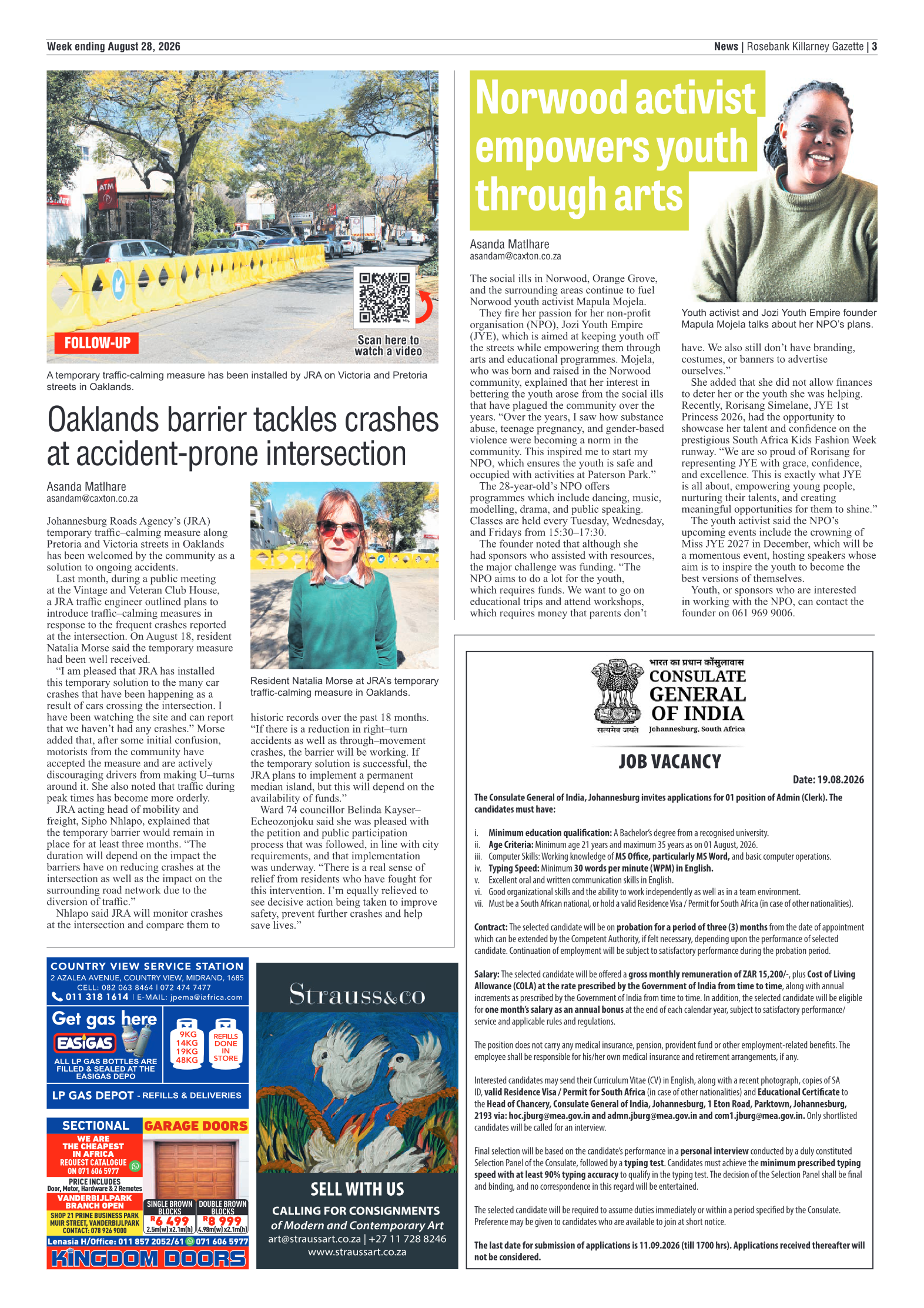 Rosebank Killarney Gazette 28 August 2026 page 3