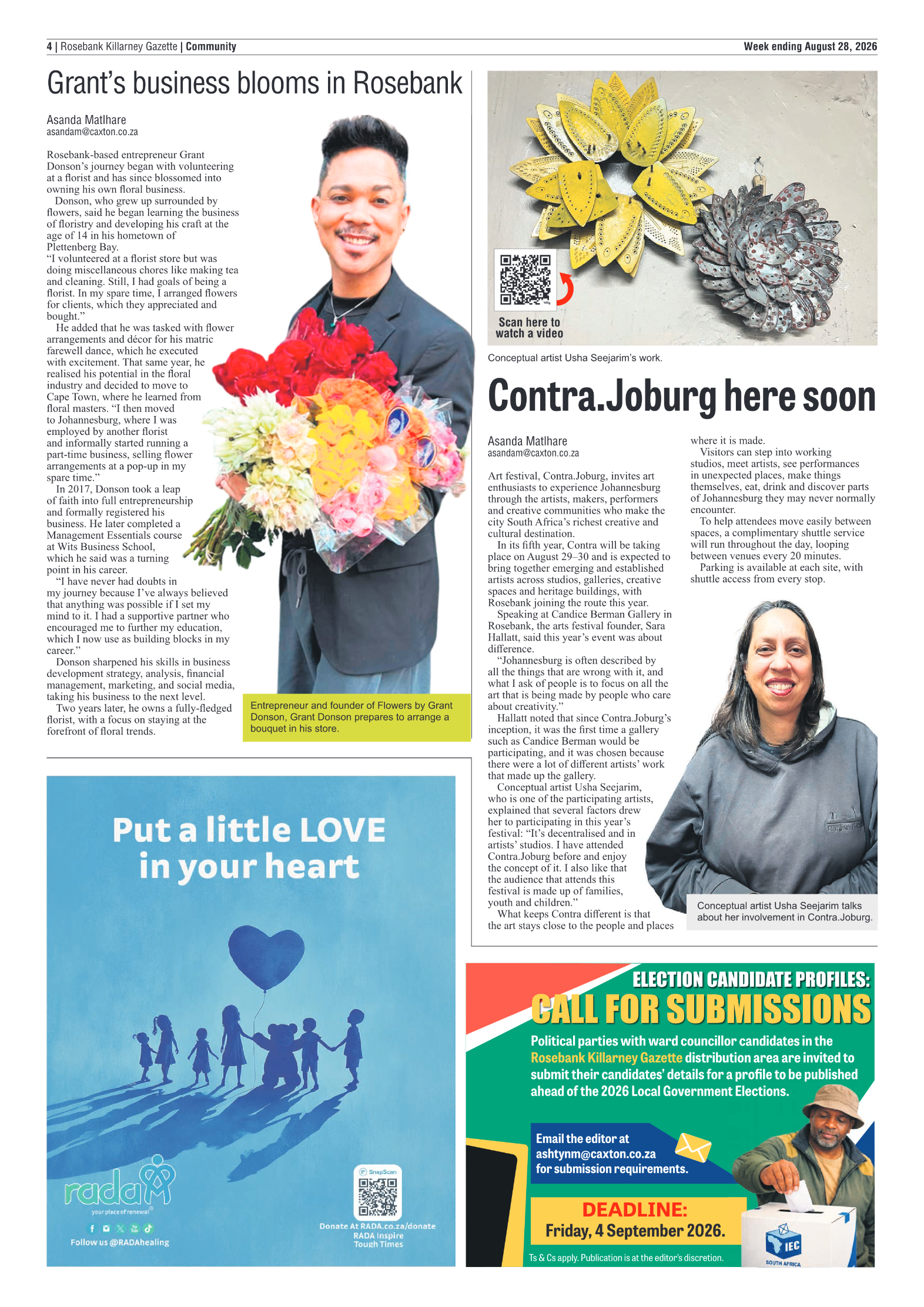 Rosebank Killarney Gazette 28 August 2026 page 4