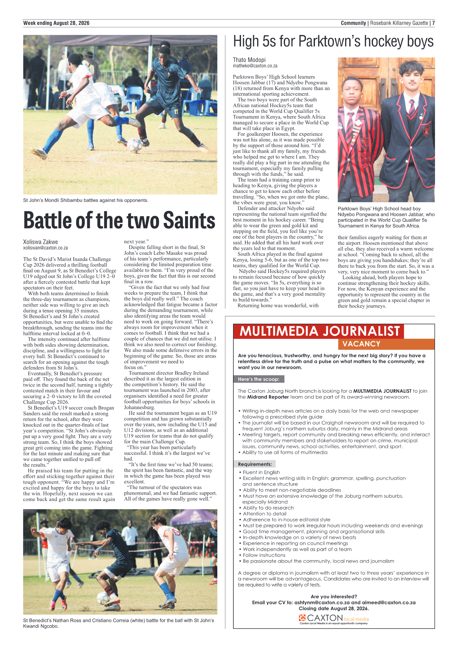 Rosebank Killarney Gazette 28 August 2026 page 7