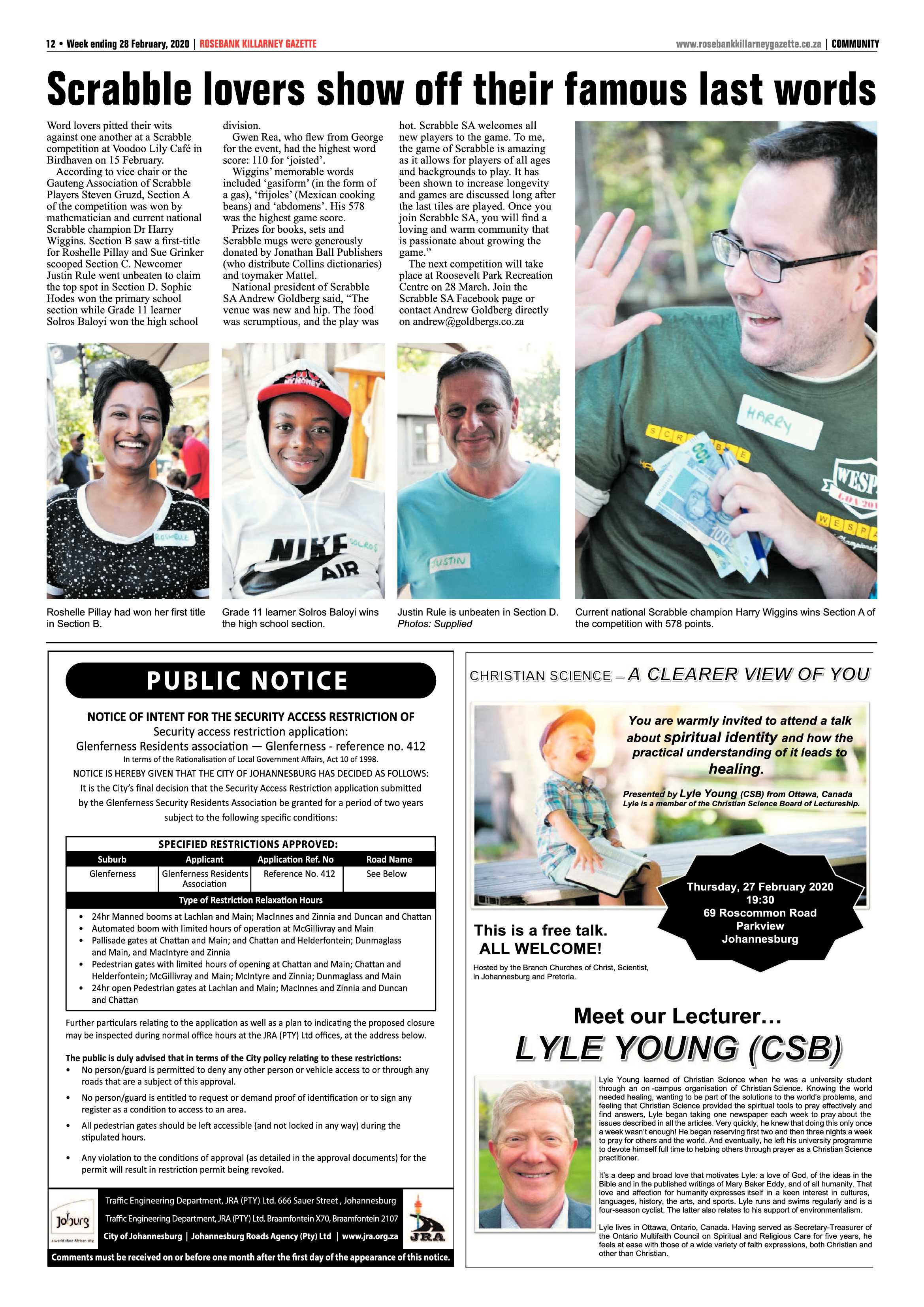 Rosebank Killarney Gazette 28 February 2020 page 12