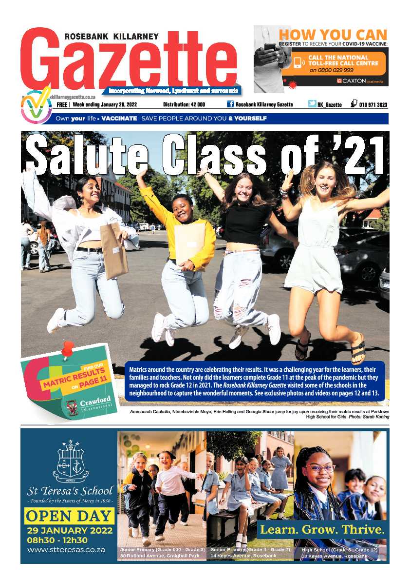 Rosebank Killarney Gazette 28 January 2022 page 1