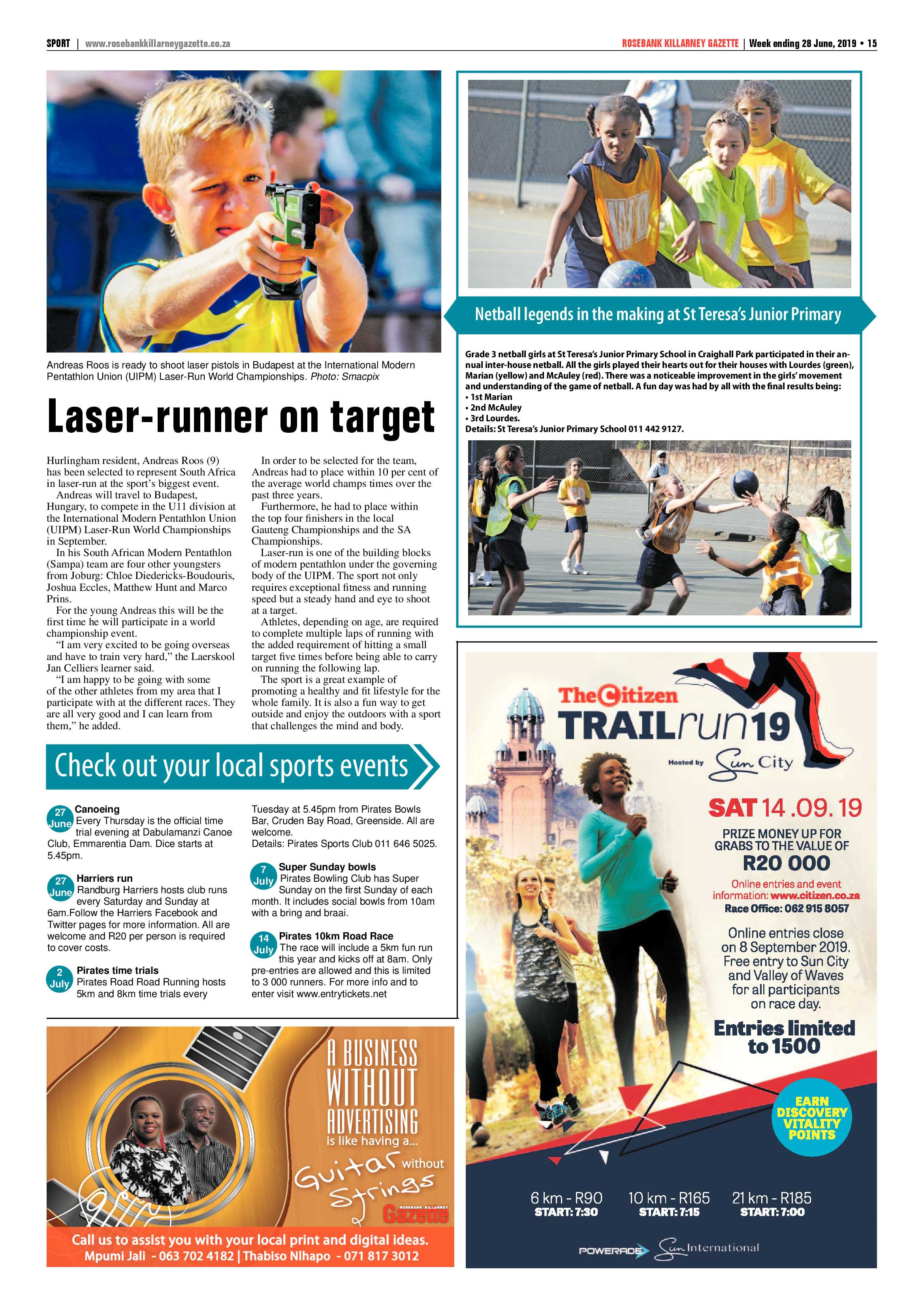 Rosebank Killarney Gazette 28 June, 2019 page 15