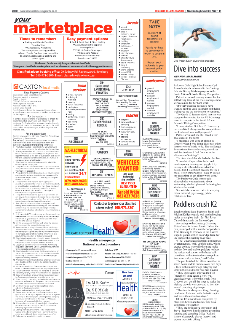 Rosebank Killarney Gazette 28 Oct 2022 page 11