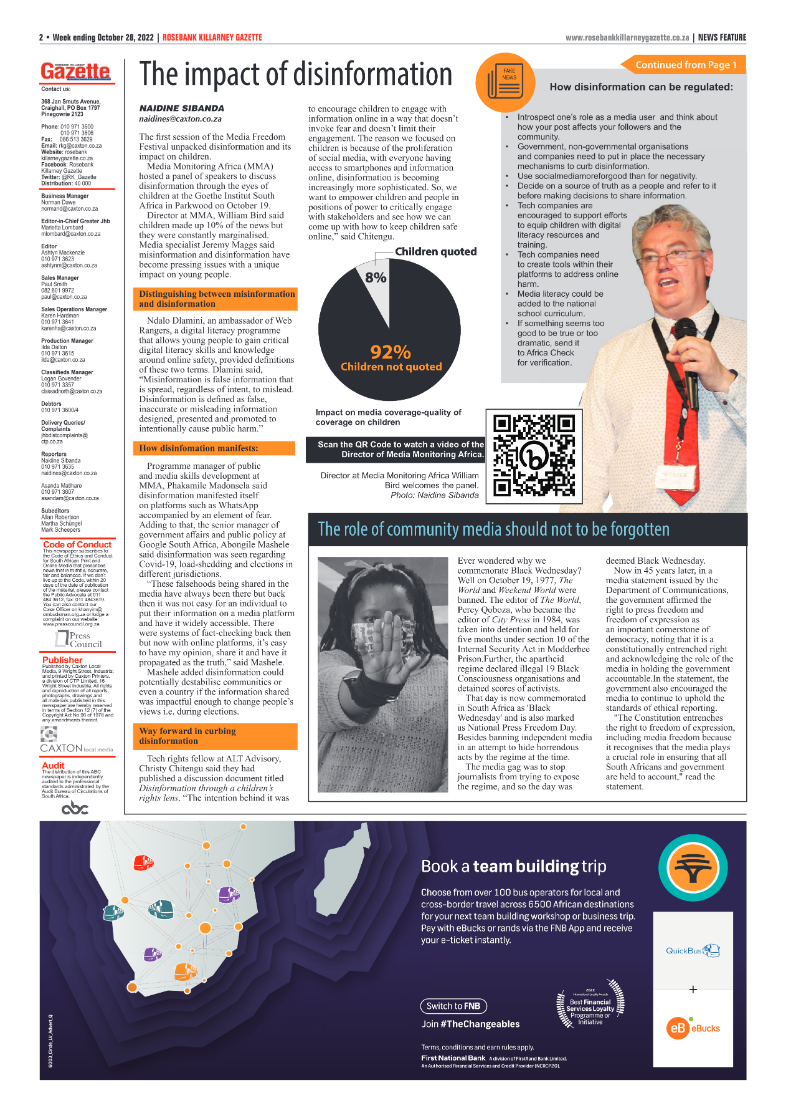 Rosebank Killarney Gazette 28 Oct 2022 page 2