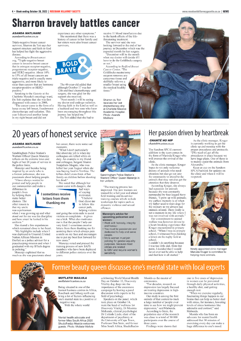 Rosebank Killarney Gazette 28 Oct 2022 page 4
