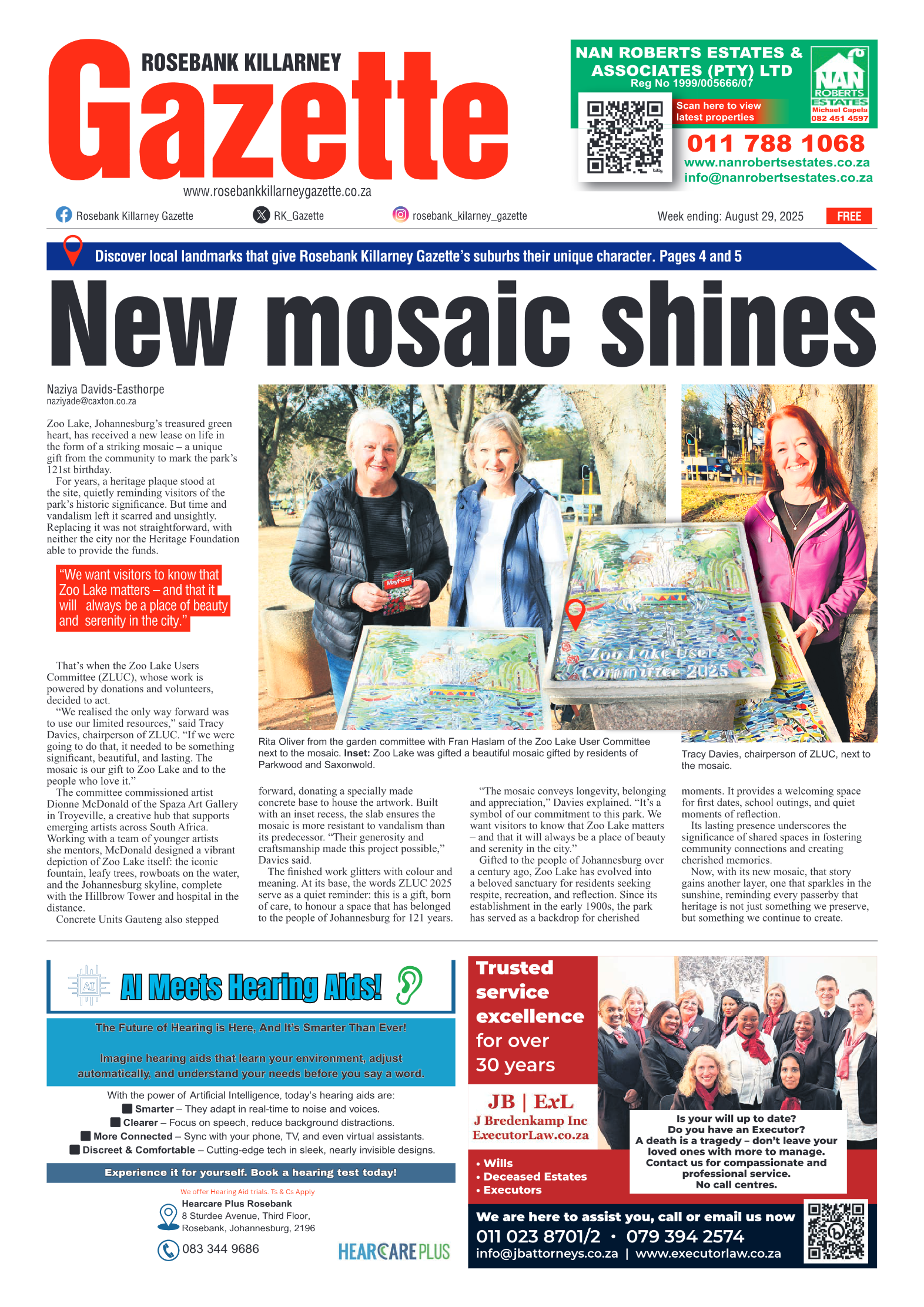 Rosebank Killarney Gazette 29 August 2025 page 1