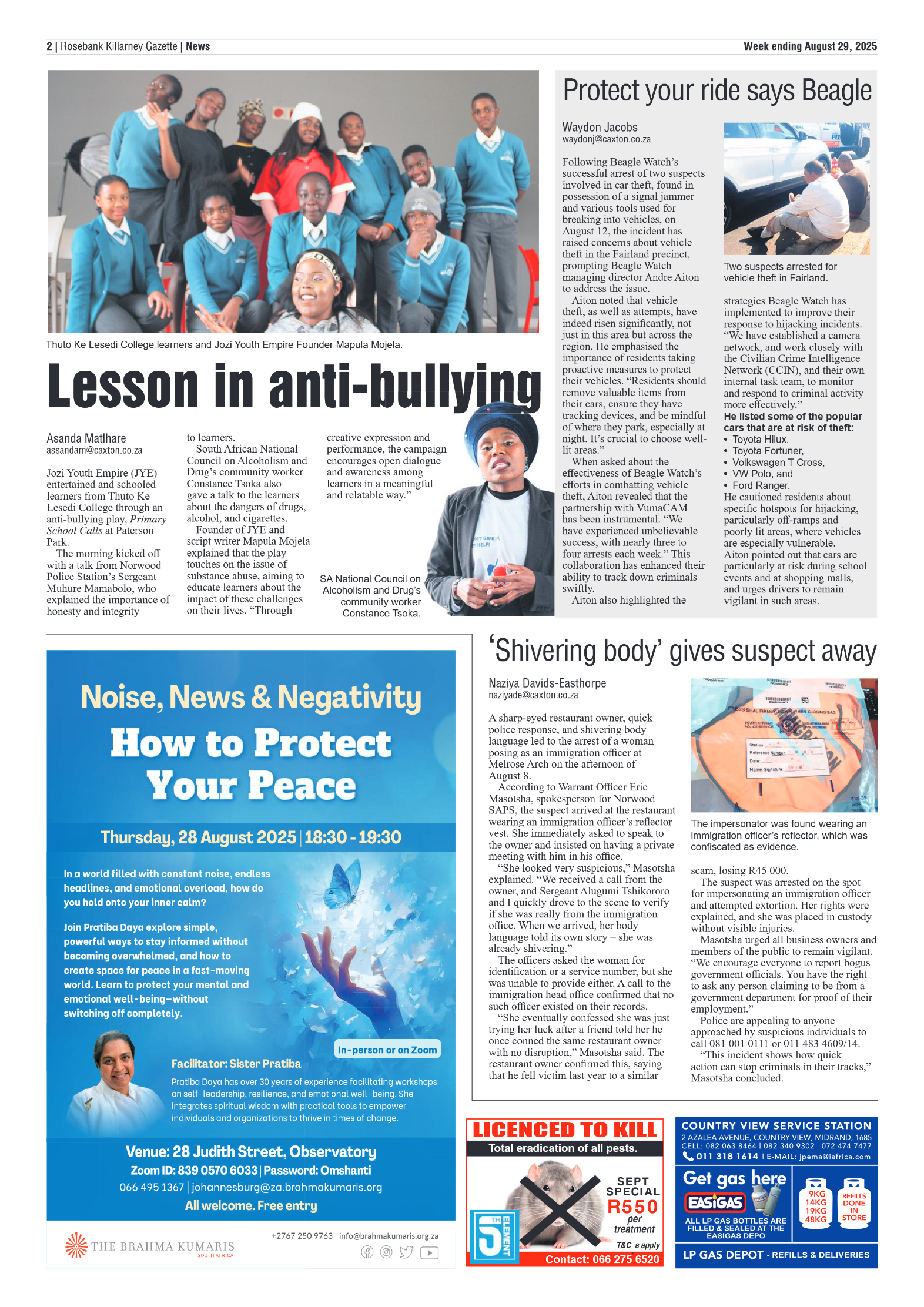 Rosebank Killarney Gazette 29 August 2025 page 2