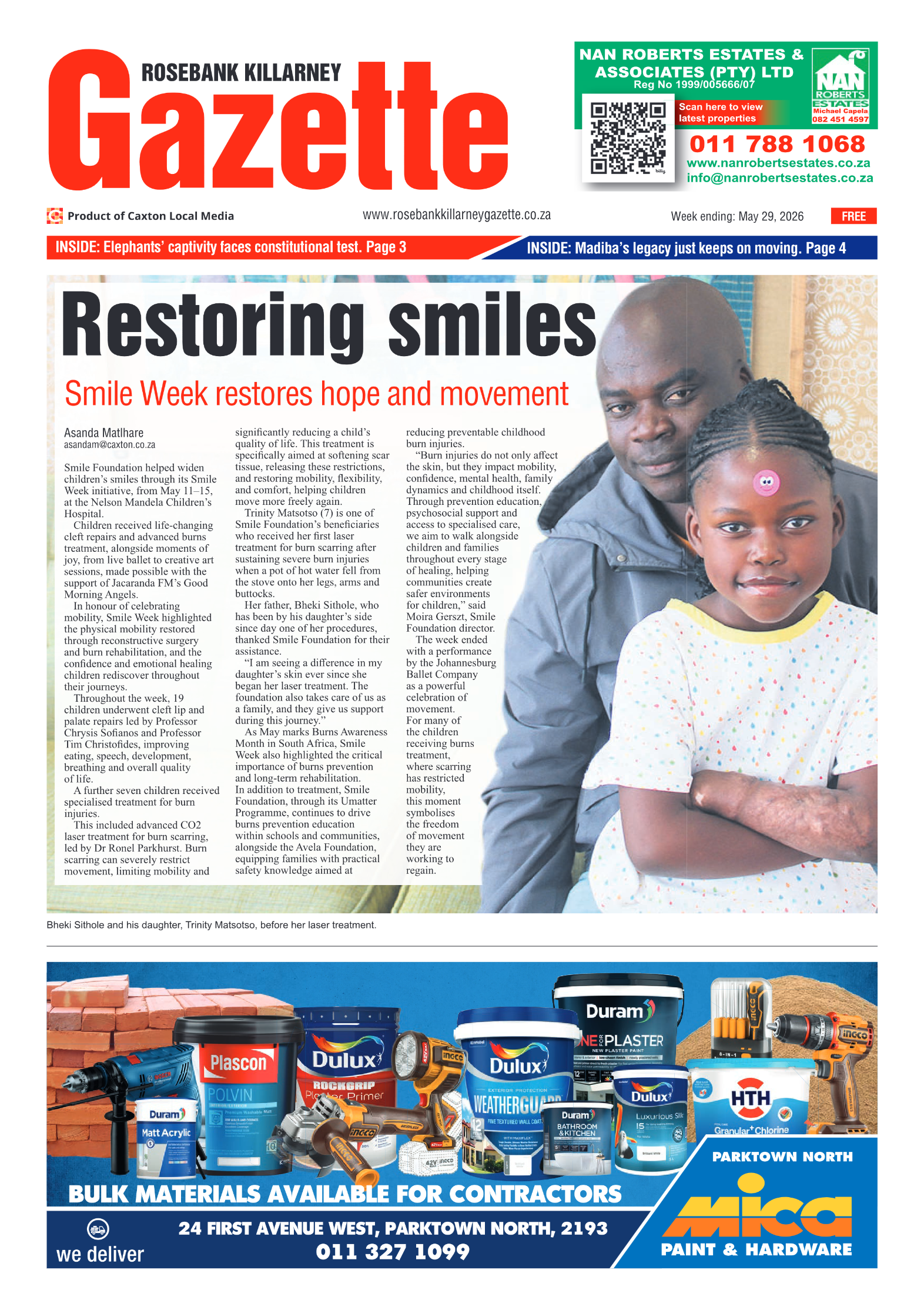 Rosebank Killarney Gazette 29 May 2026 page 1