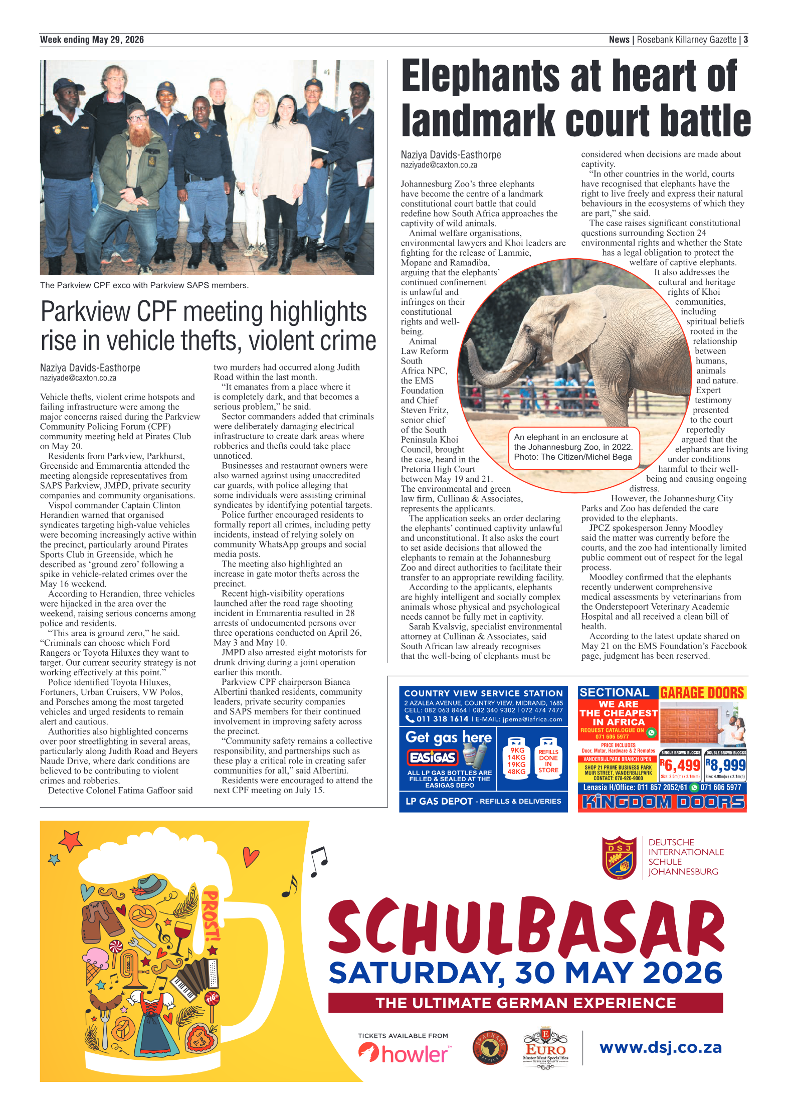 Rosebank Killarney Gazette 29 May 2026 page 3