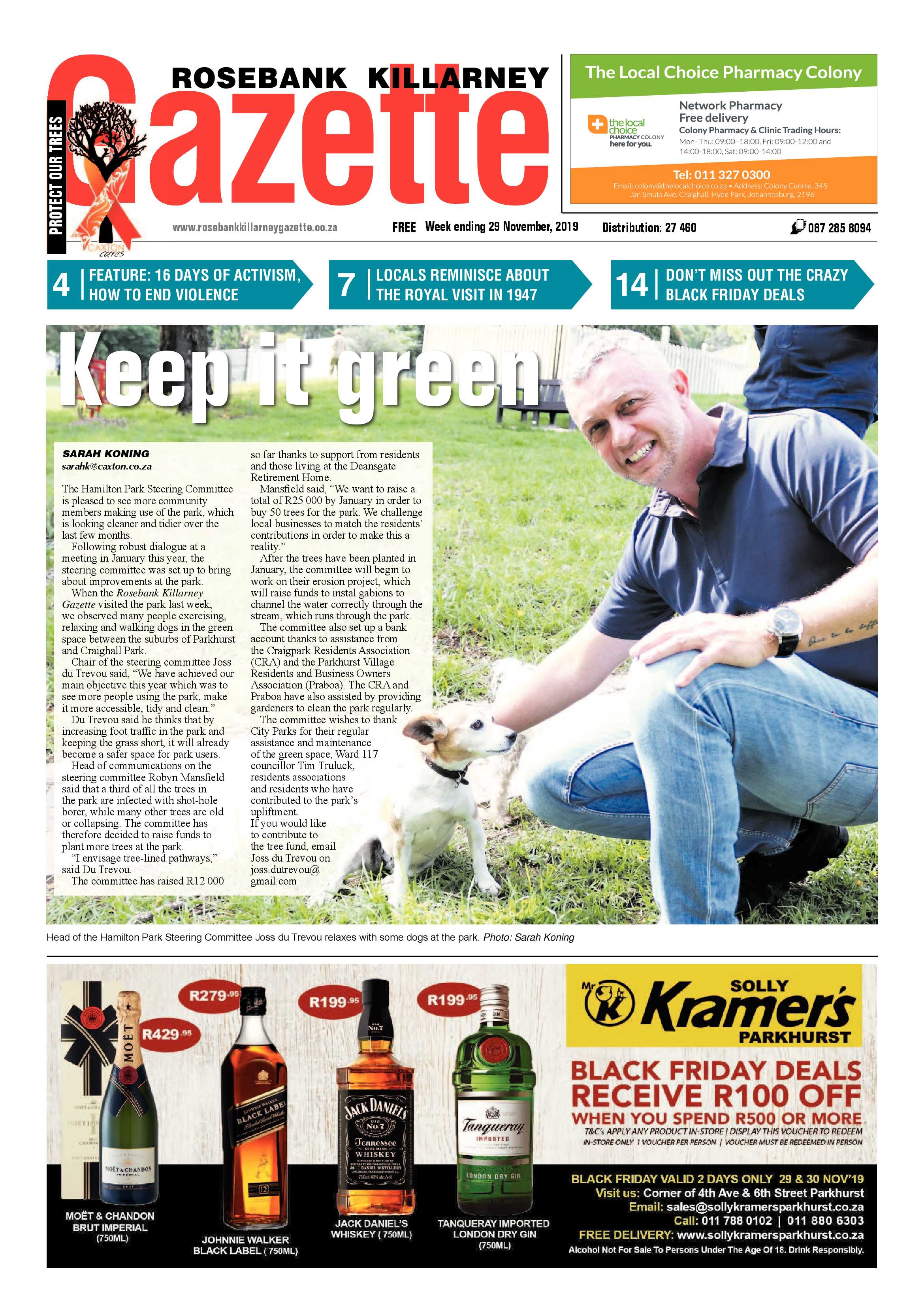 Rosebank Killarney Gazette 29 November 2019 page 1