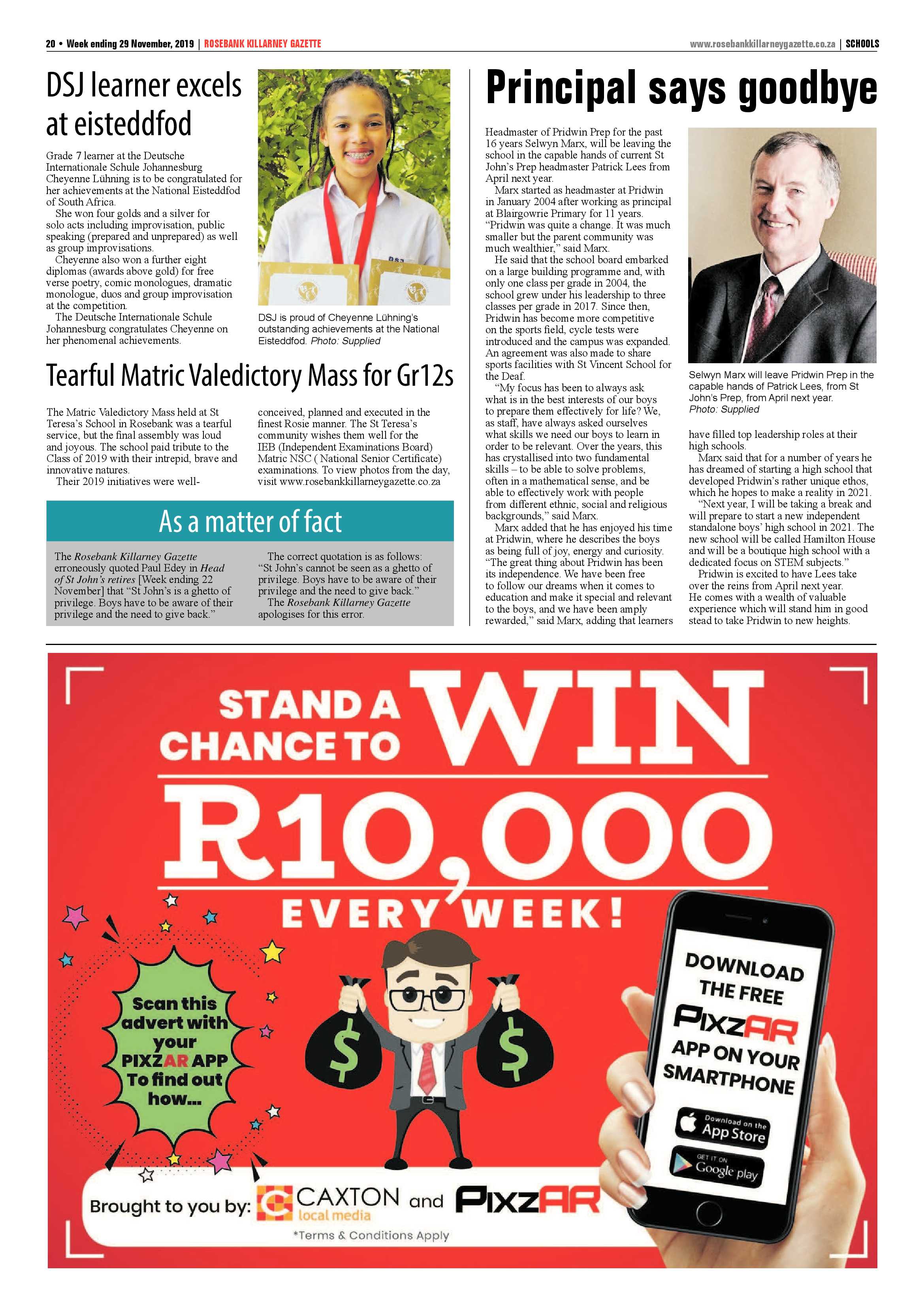 Rosebank Killarney Gazette 29 November 2019 page 20